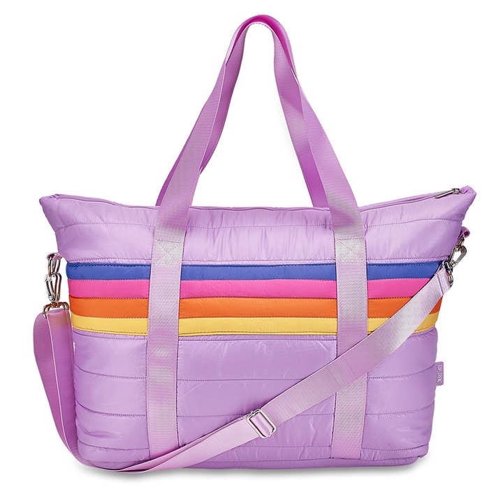Retro Stripe Puffer Tote Bag
