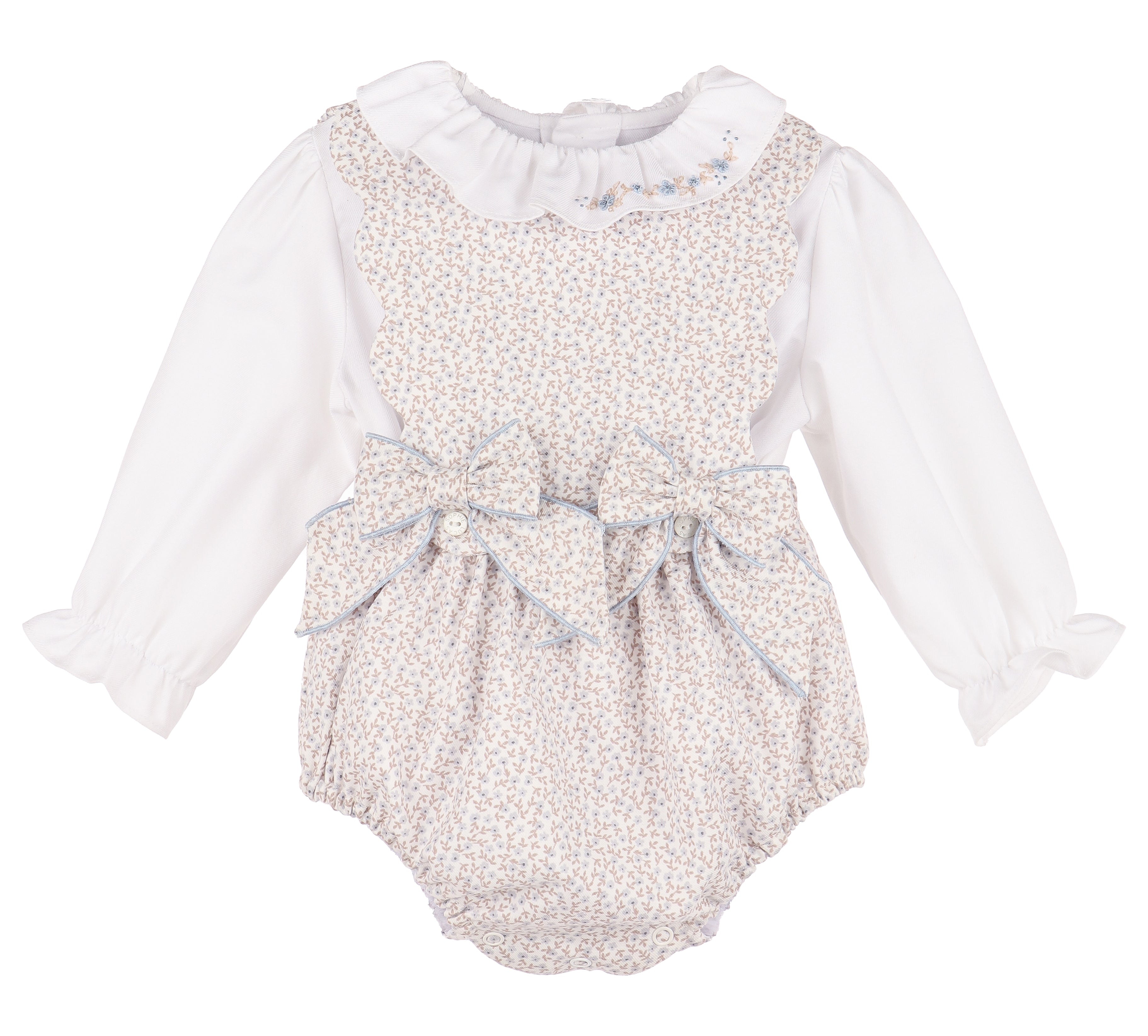 Blue & Khaki Blooms Floral Bubble