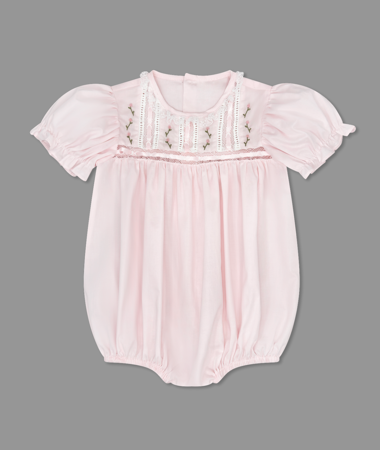Elizabeth Bubble - Pink Batiste with Rose Embroidery (Toddler)