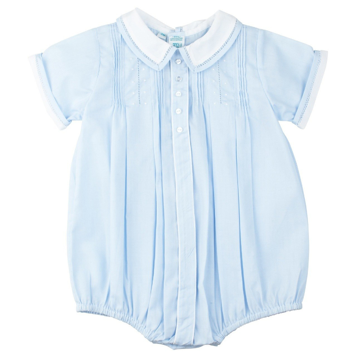 Blue Button Front Dot Creeper