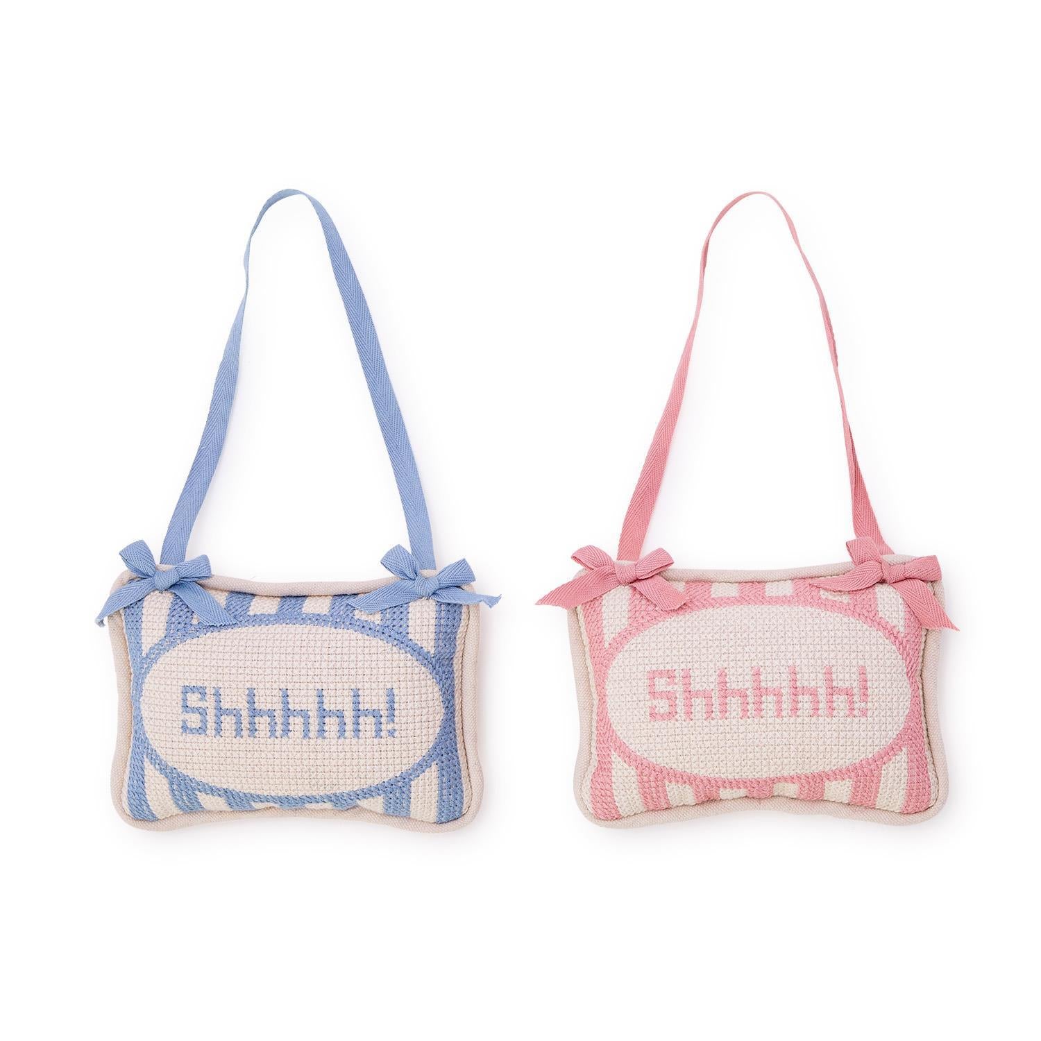 Shhhhh! Embroidered Pillow Door Hanger