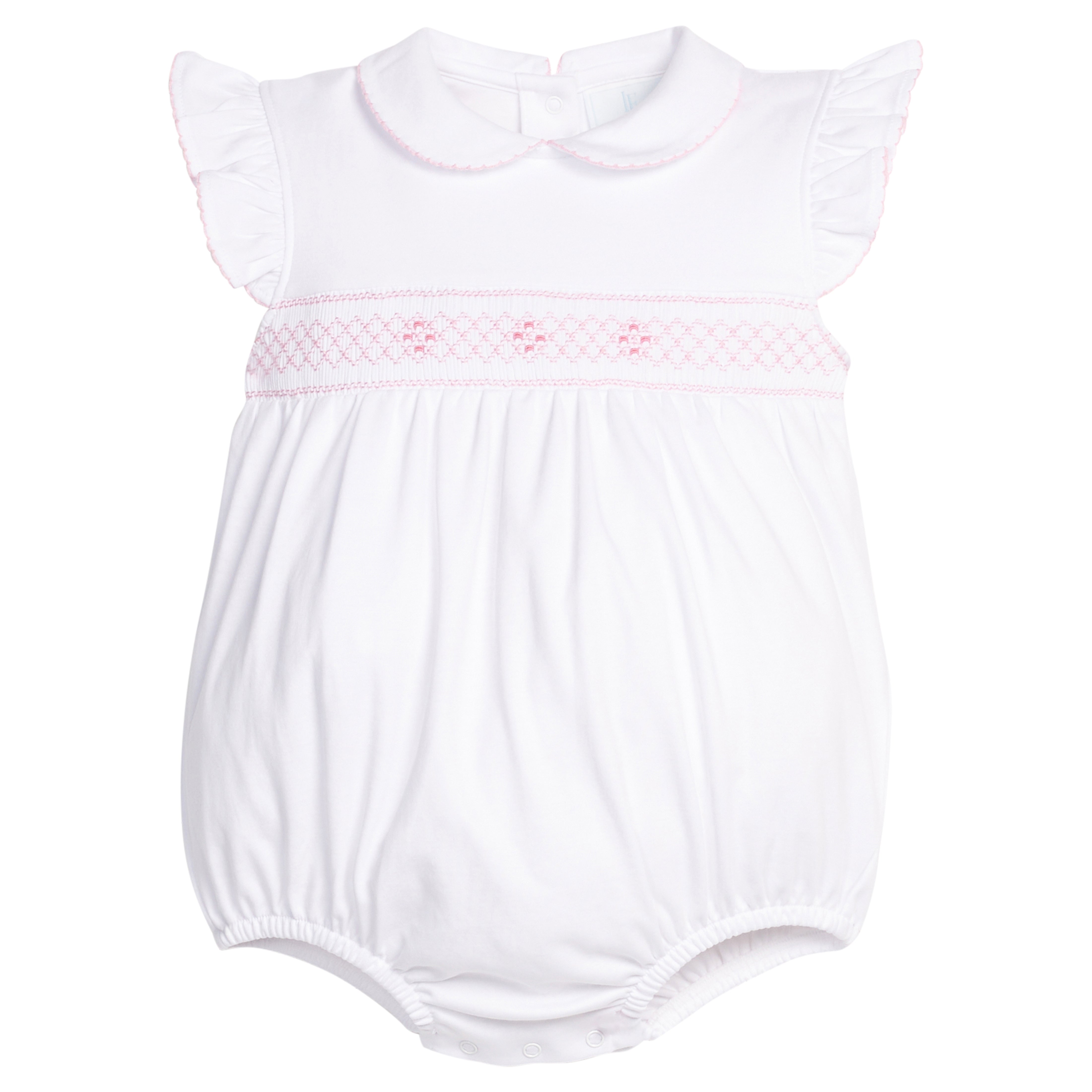 Pink Geo Smocked Angel Sleeve Bubble