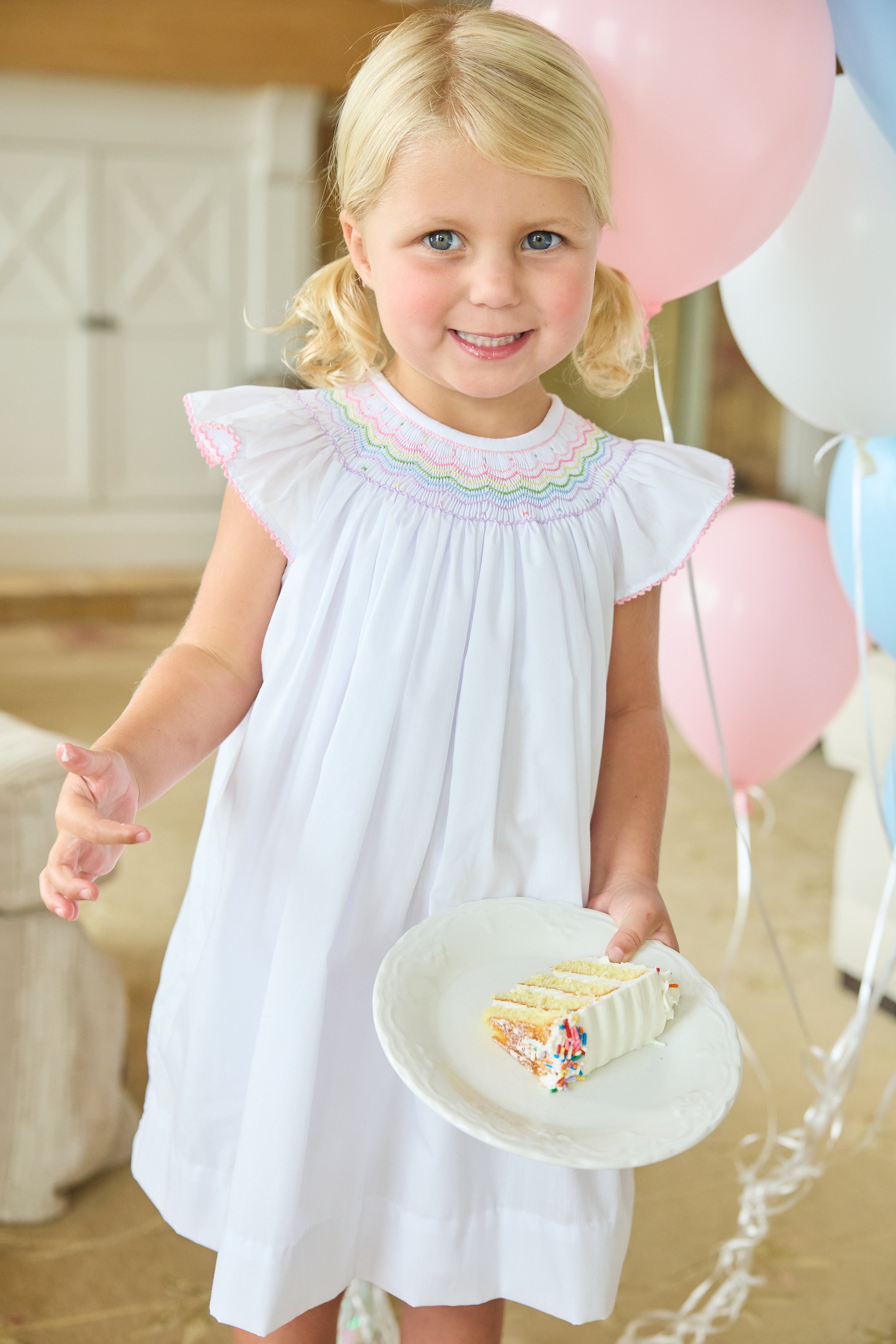 Rainbow Smocked Bishop Dress