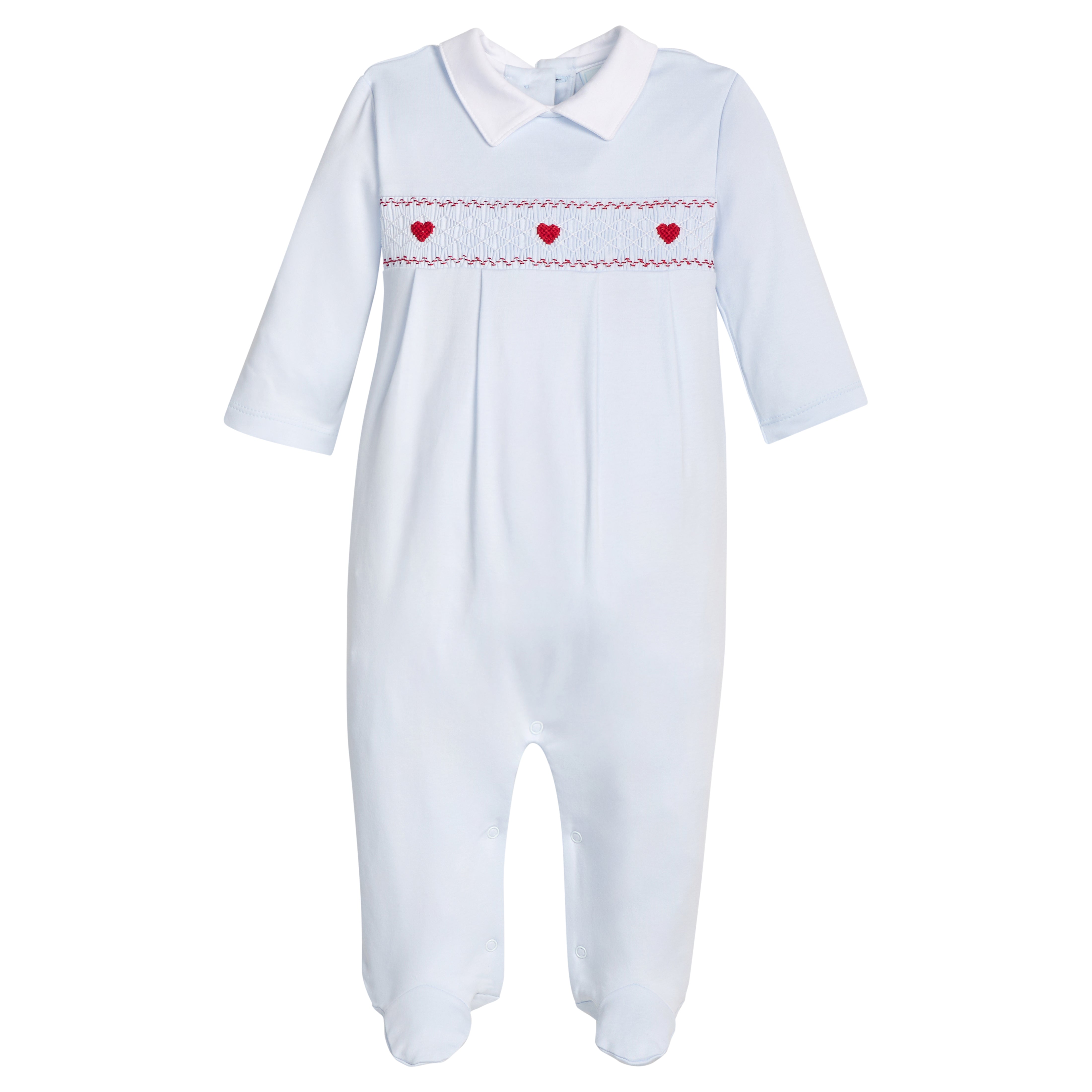 Blue Hearts Smocked Footie