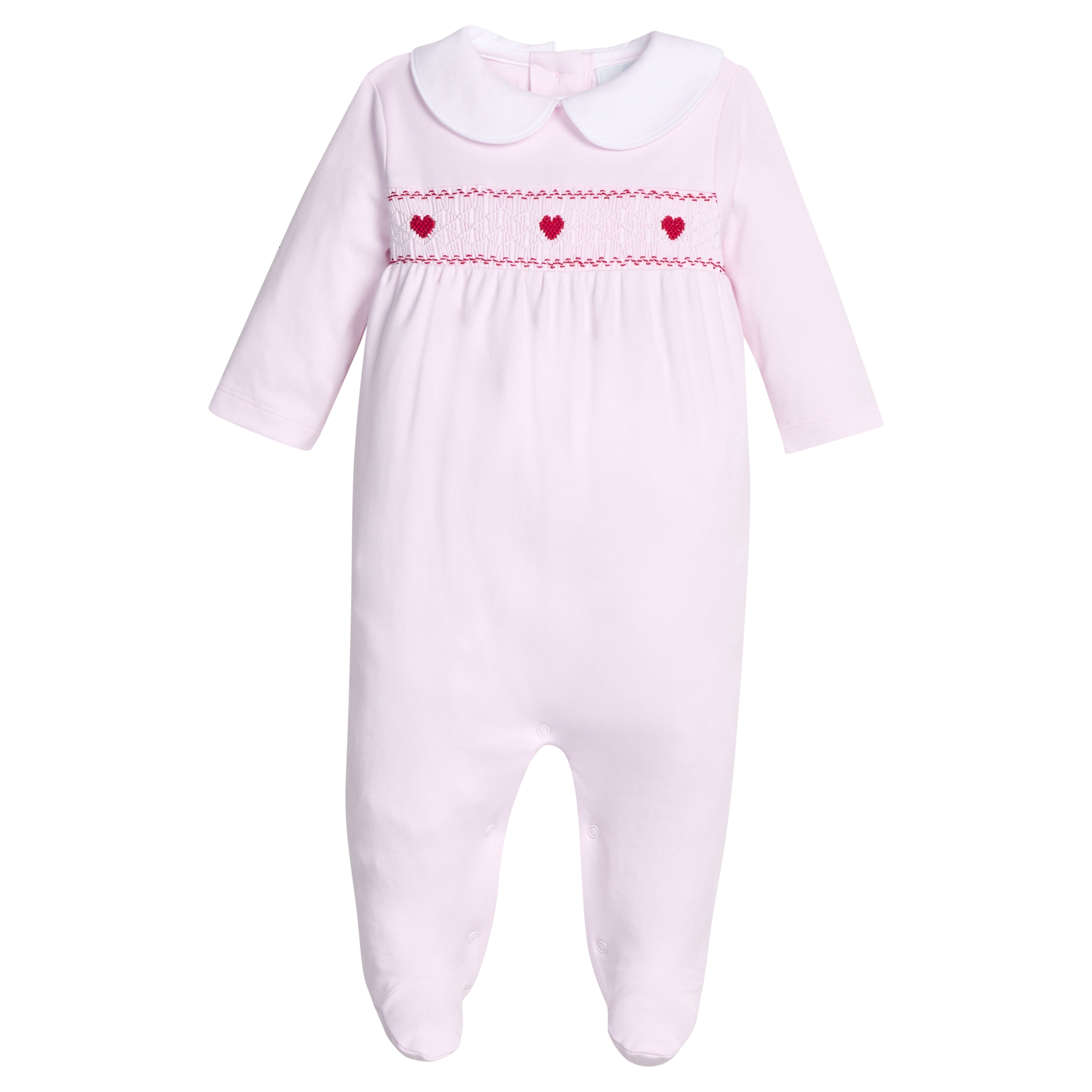 Pink Hearts Smocked Footie