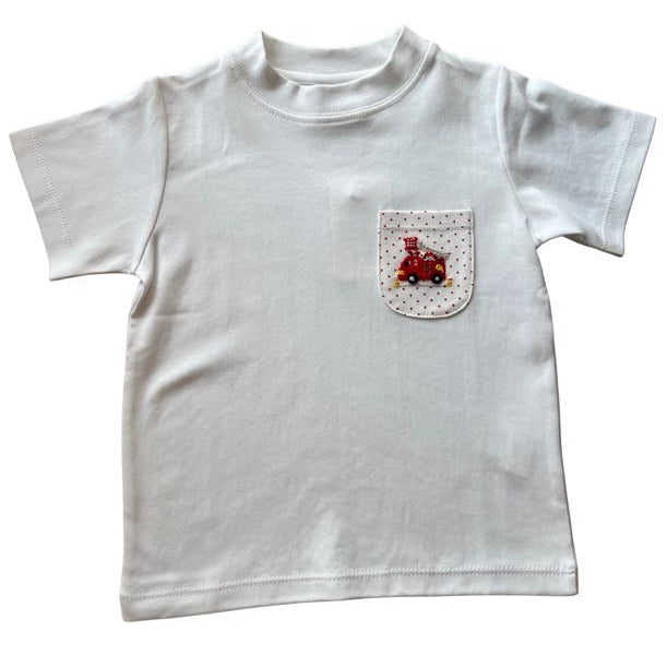 White w/ Red Dot Mini Dogs To The Rescue Pocket Tee