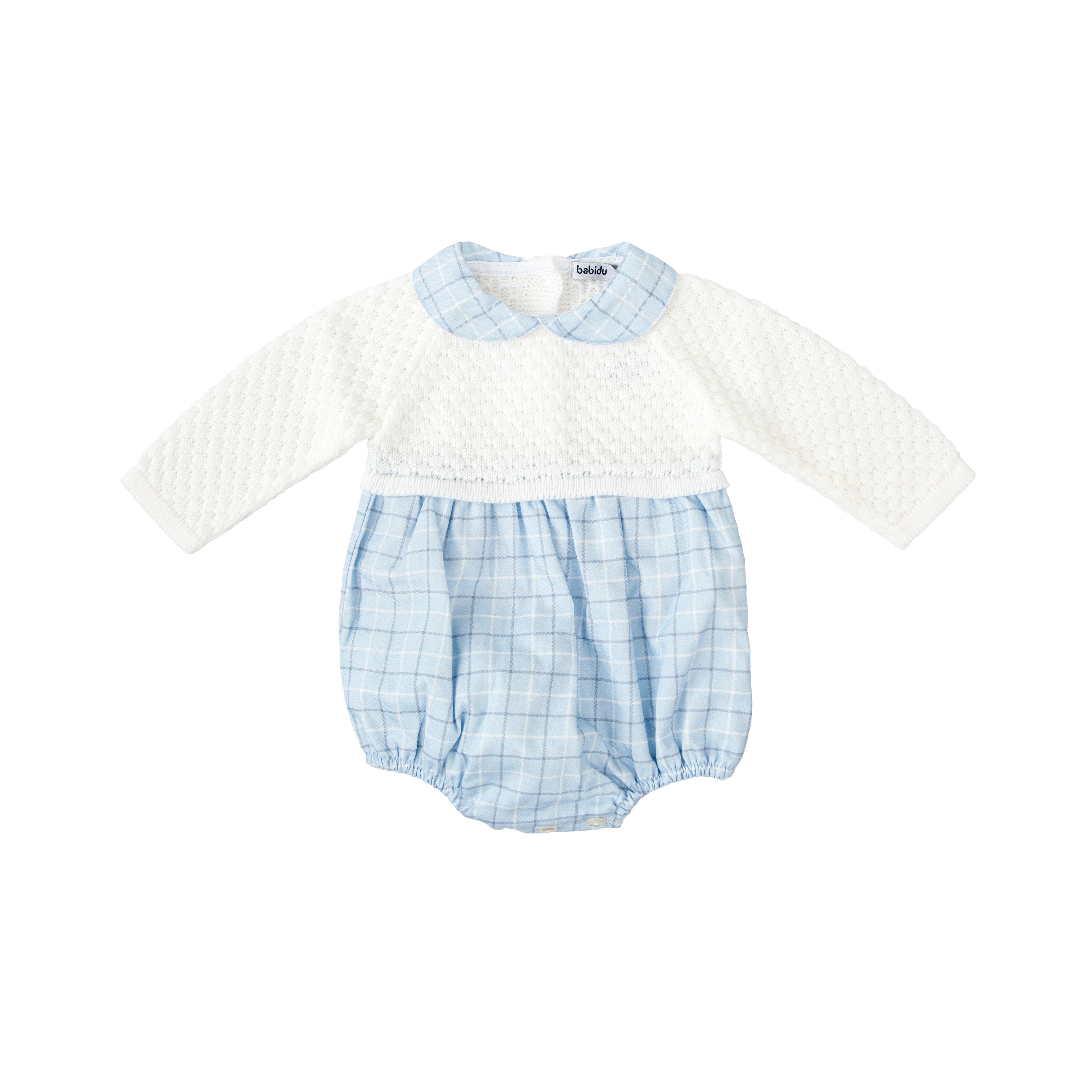 Blue Plaid Sweater Bubble w/ Hat