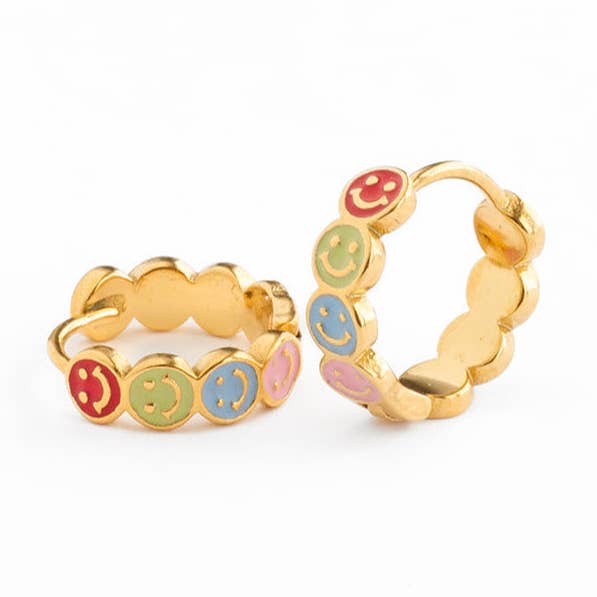 Smiley Face Hoop Earrings