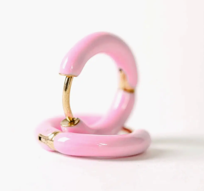 Pink Color Huggie Earrings