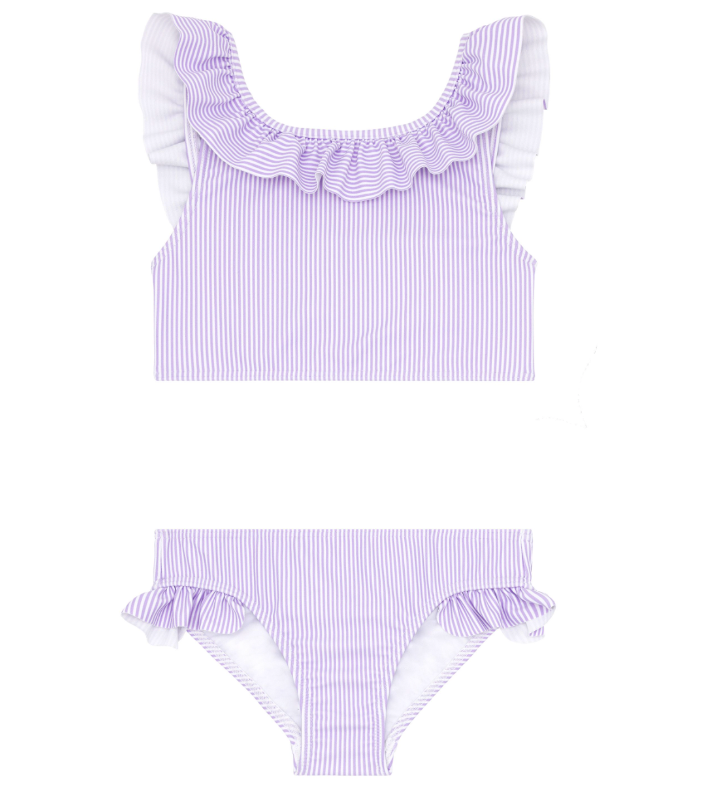 Lavender Micro Stripe Ruffle Neck Bikini (Toddler)