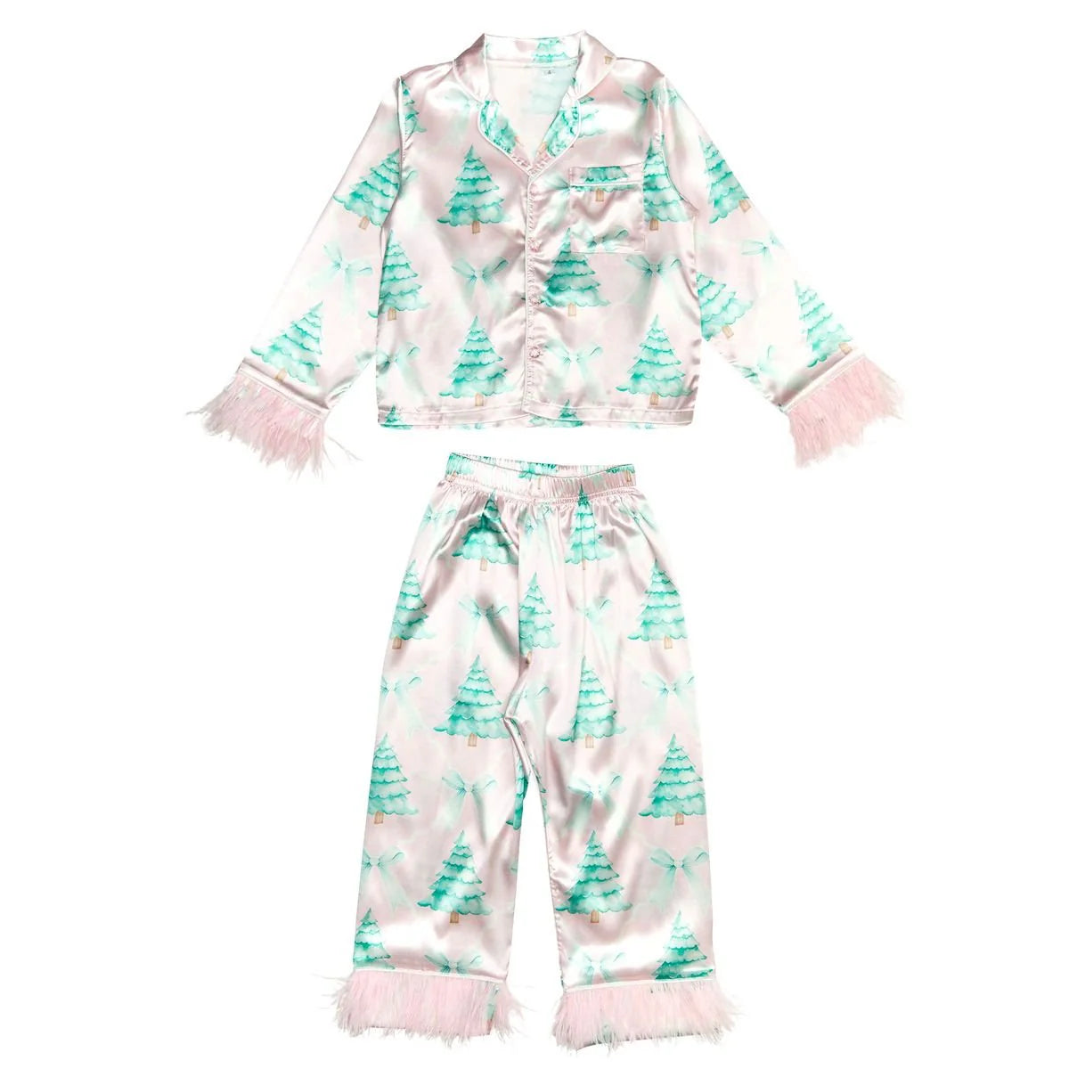 Christmas Tree Silky Feather Trim Set