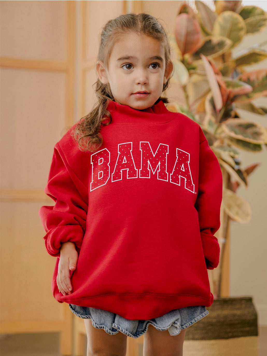 Bama Crimson Tide Polka Dot Mock Neck Sweatshirt
