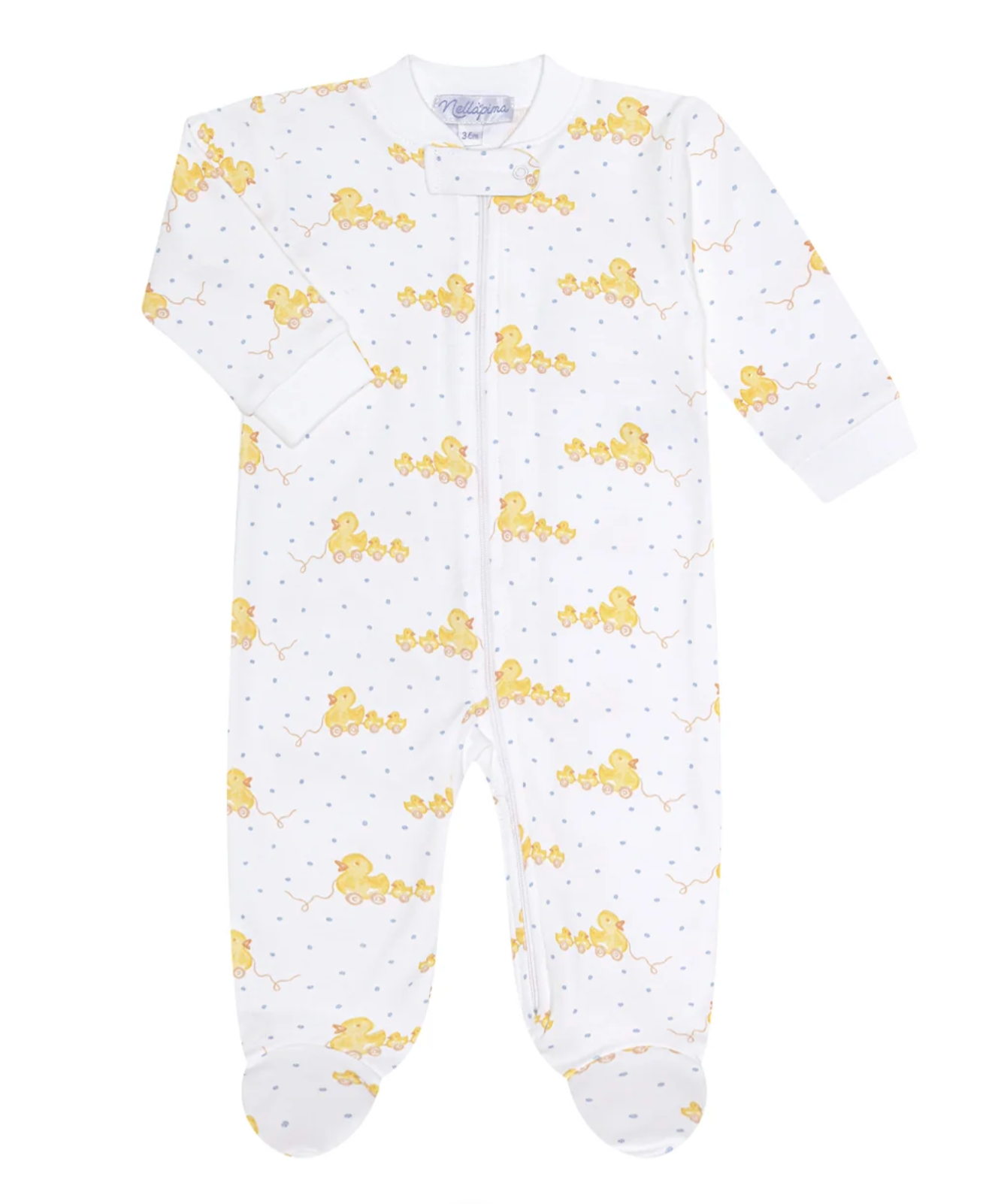 Blue Duck Print Zipper Footie