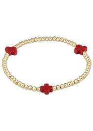 Signature Cross Gold Pattern 3mm Bracelet-Red