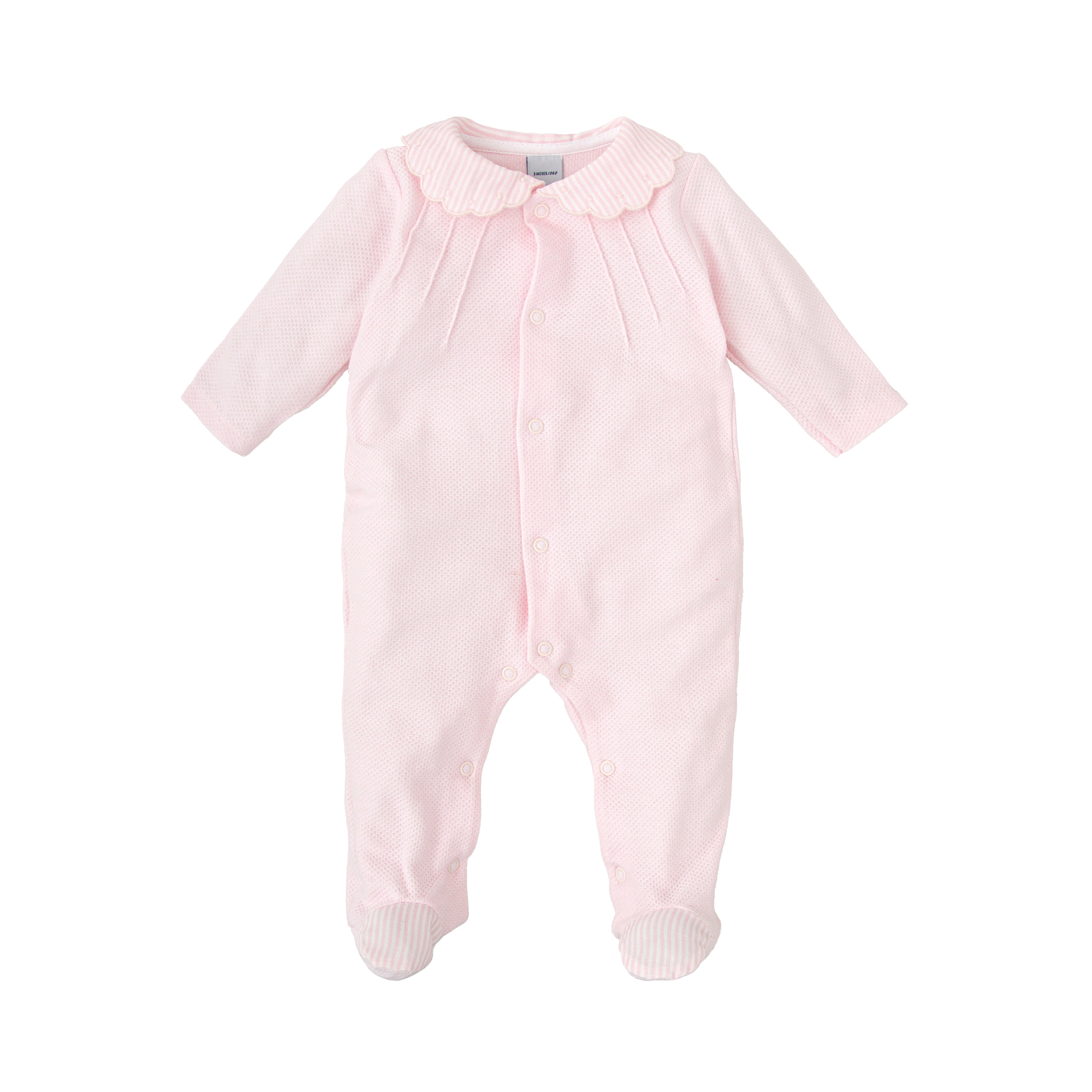 Pink Scallop Stripe Footie (Baby)