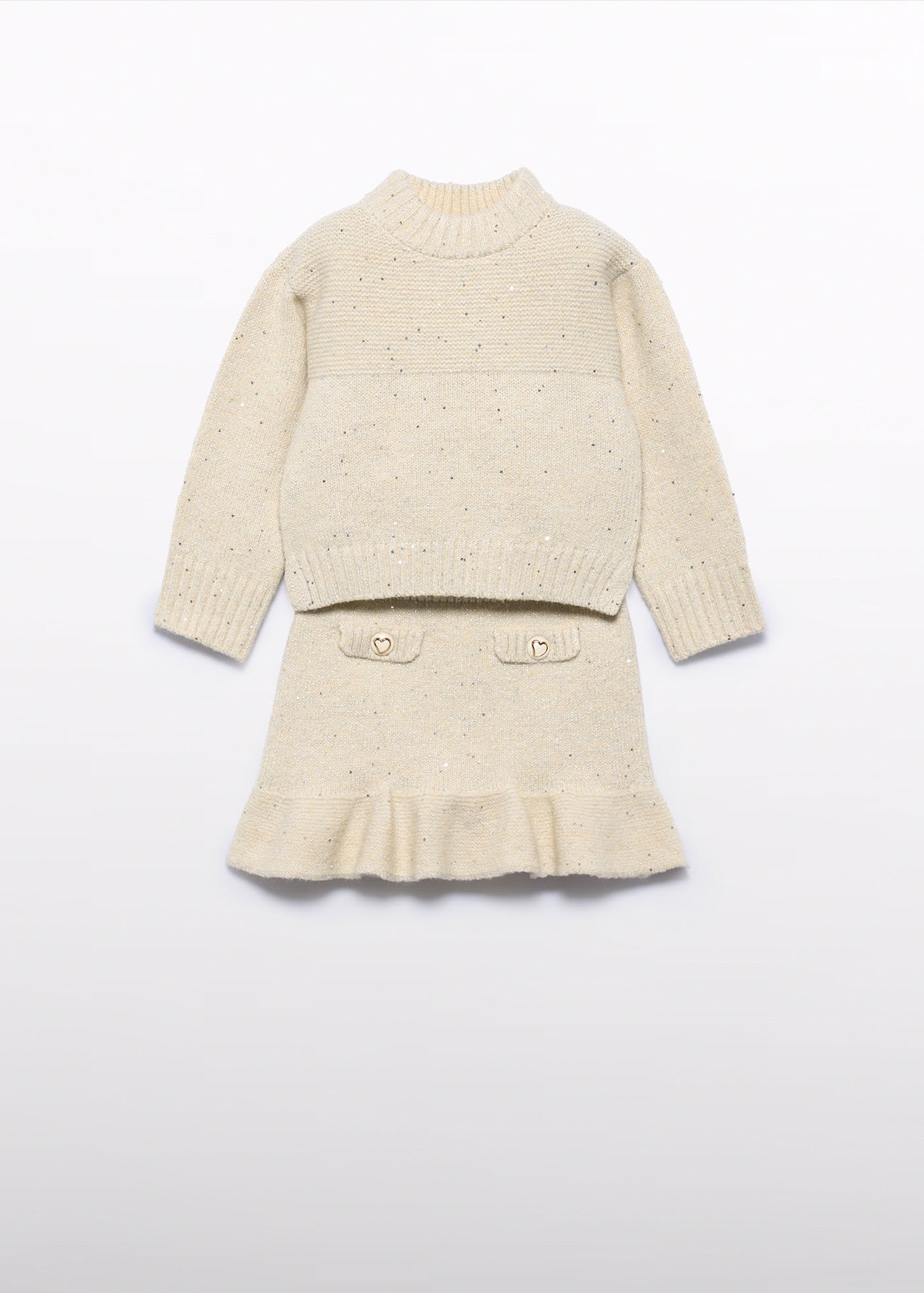 Cream Knit Sweater Skirt Set