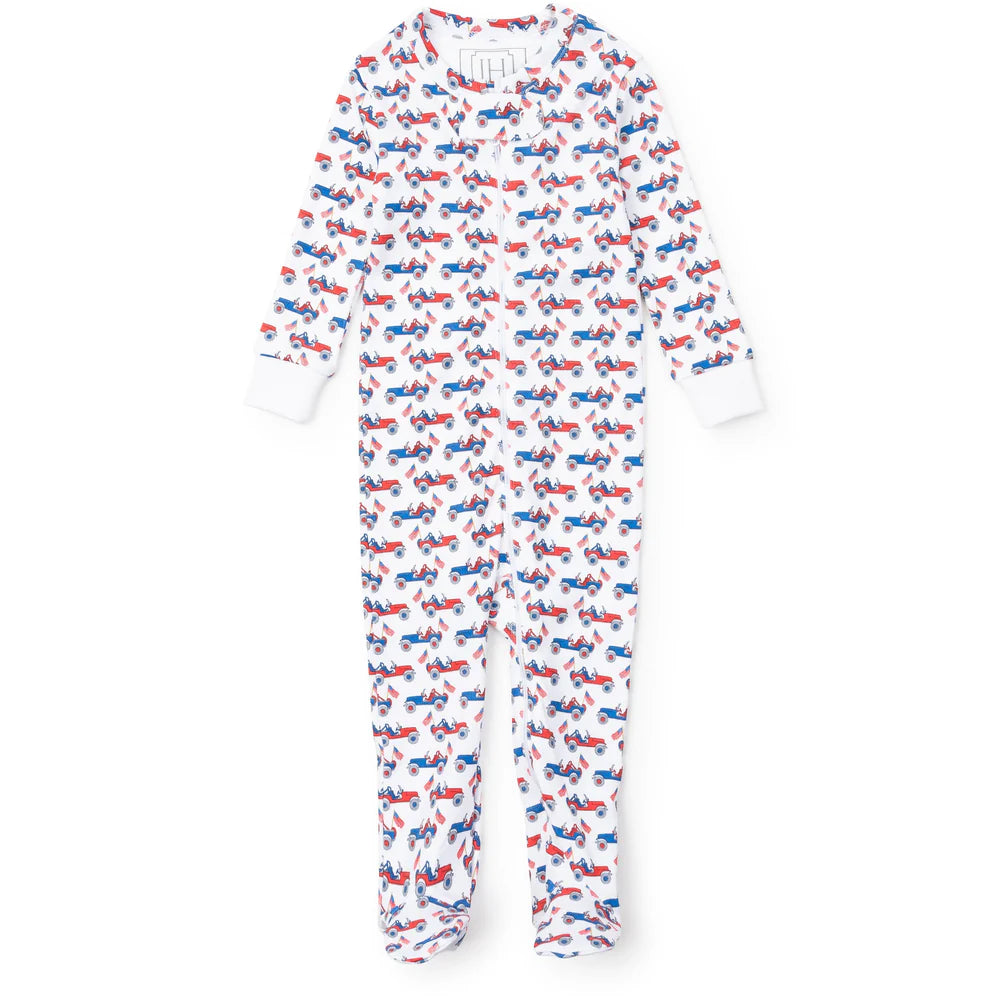 Patriotic Jeeps Parker Boy Zipper Pajama