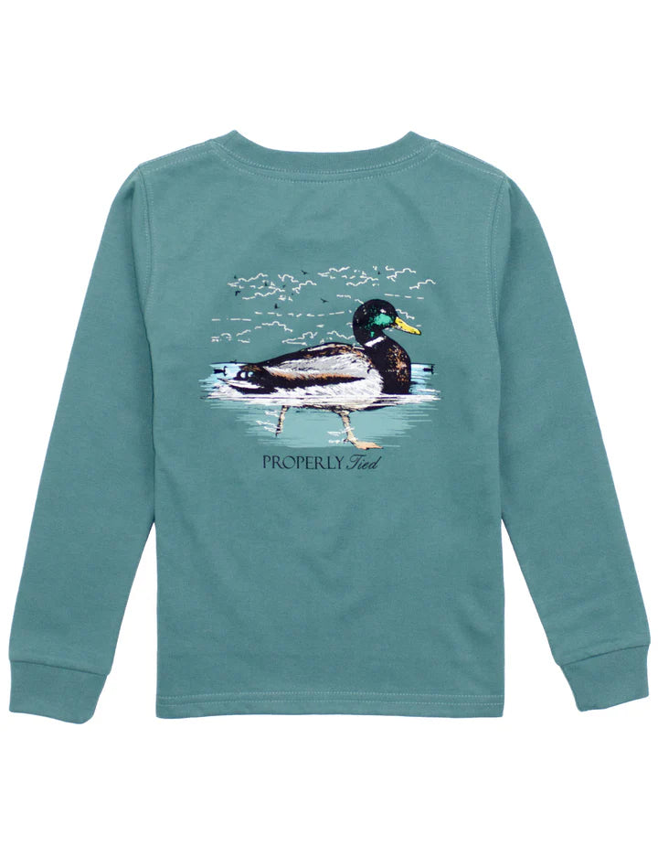 Boys Swimming Mallard LS - Marine Green (Big Kid)
