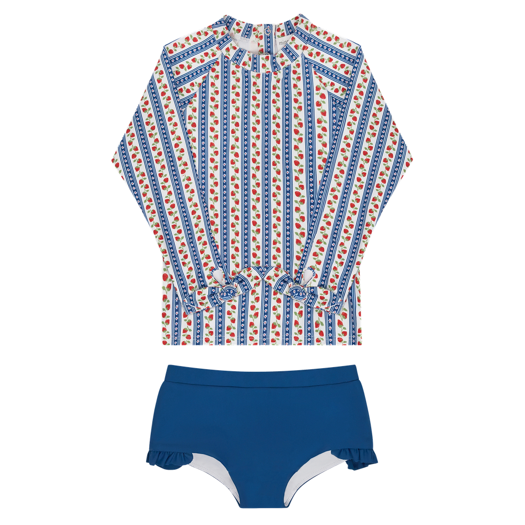 Girls Strawberry Fields Tie Knot Sleeve Rashguard Set