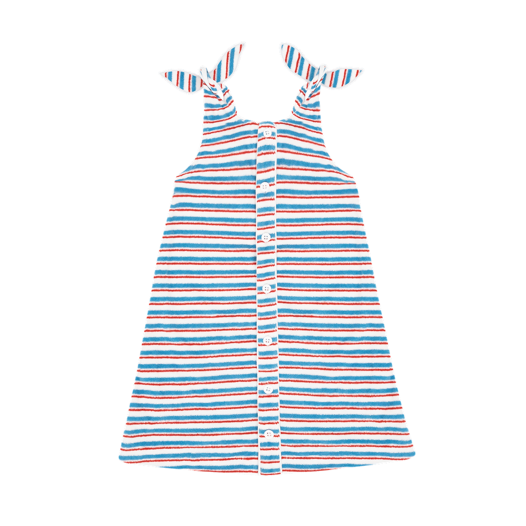 Girls Stripe French Terry Tie Knot Dress