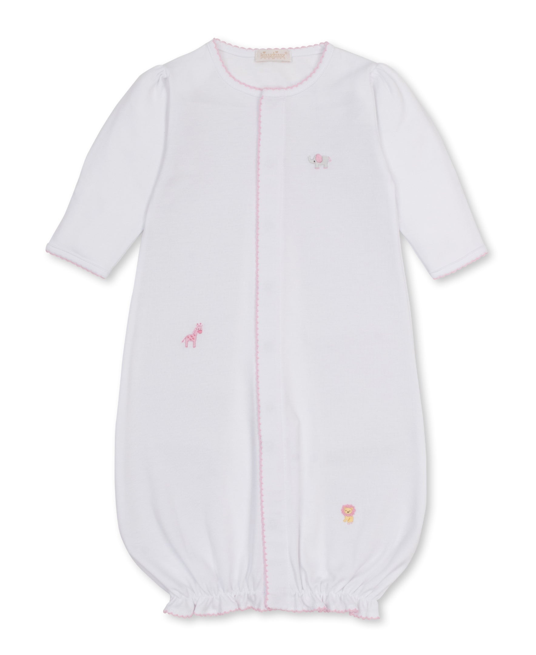 White/Pink Jungle Hang Hand Emb Conv Gown