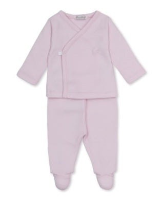 Pink Jacquard Baby Blessings Footed Pant Set