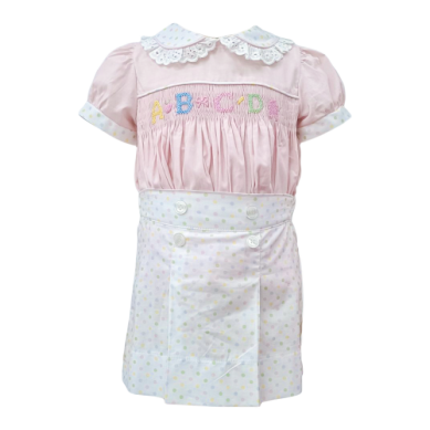 Pastel Bitty Dot w/ ABC Smocked Martha Dress