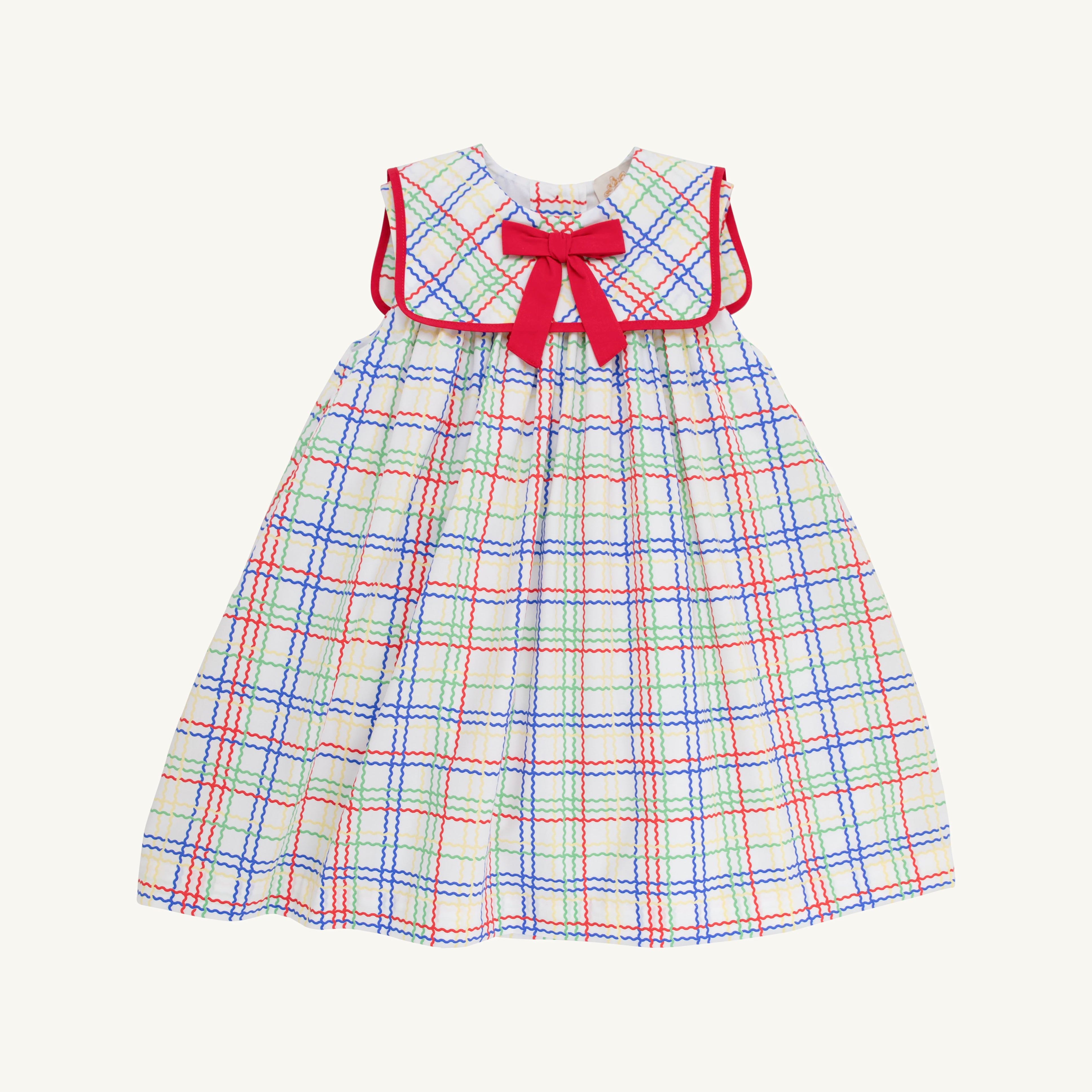 Wellington Windowpane Sleeveless Stewart's Square Collar Dress