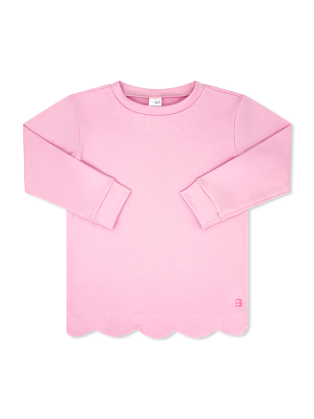 Cotton Candy Pink Shelby Scallop Sweatshirt