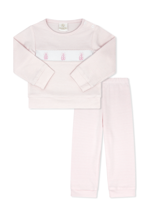 Pink Ministripe Knit Ballet Slipper Emb Lagniappe Play Set