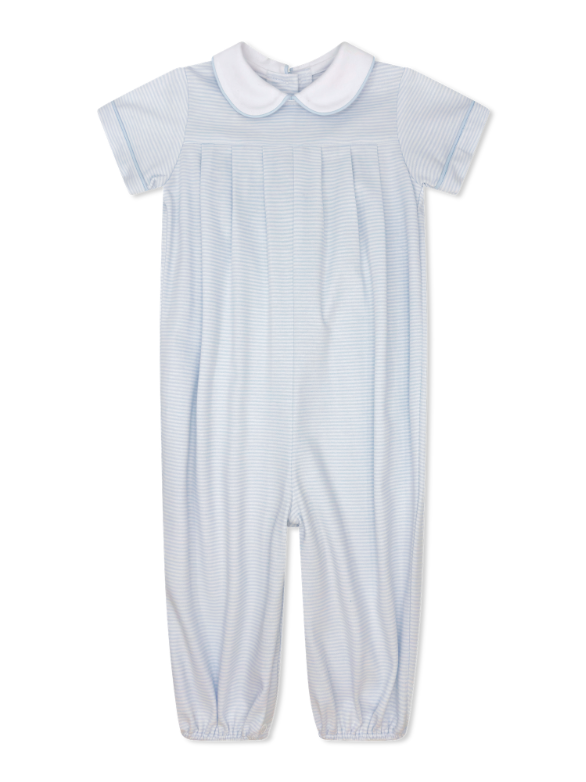 Light Blue Ministripe Precious Pleated Romper