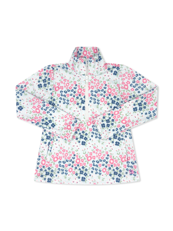 Baton Rouge Blooms w/ Pure Coconut Zipper Heather Half Zip