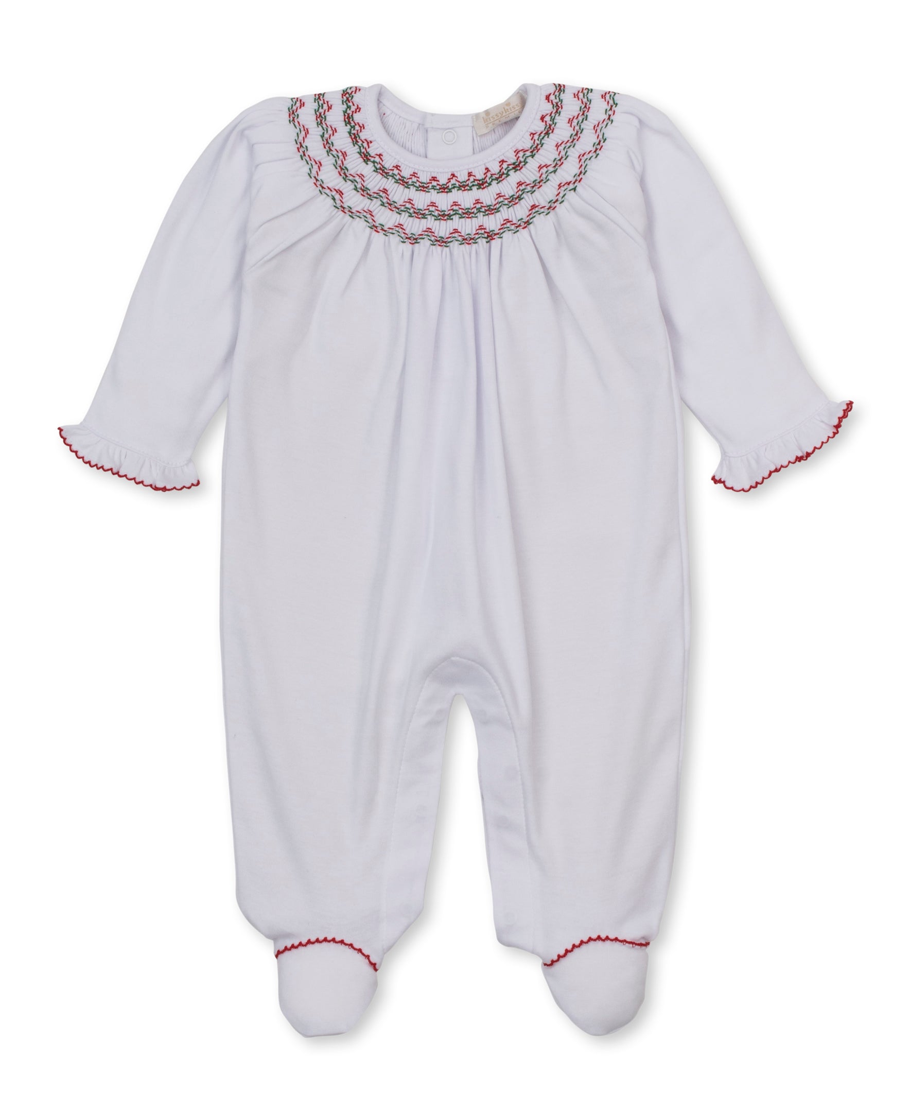 White/Red Holiday Footie w/ Hand Smock