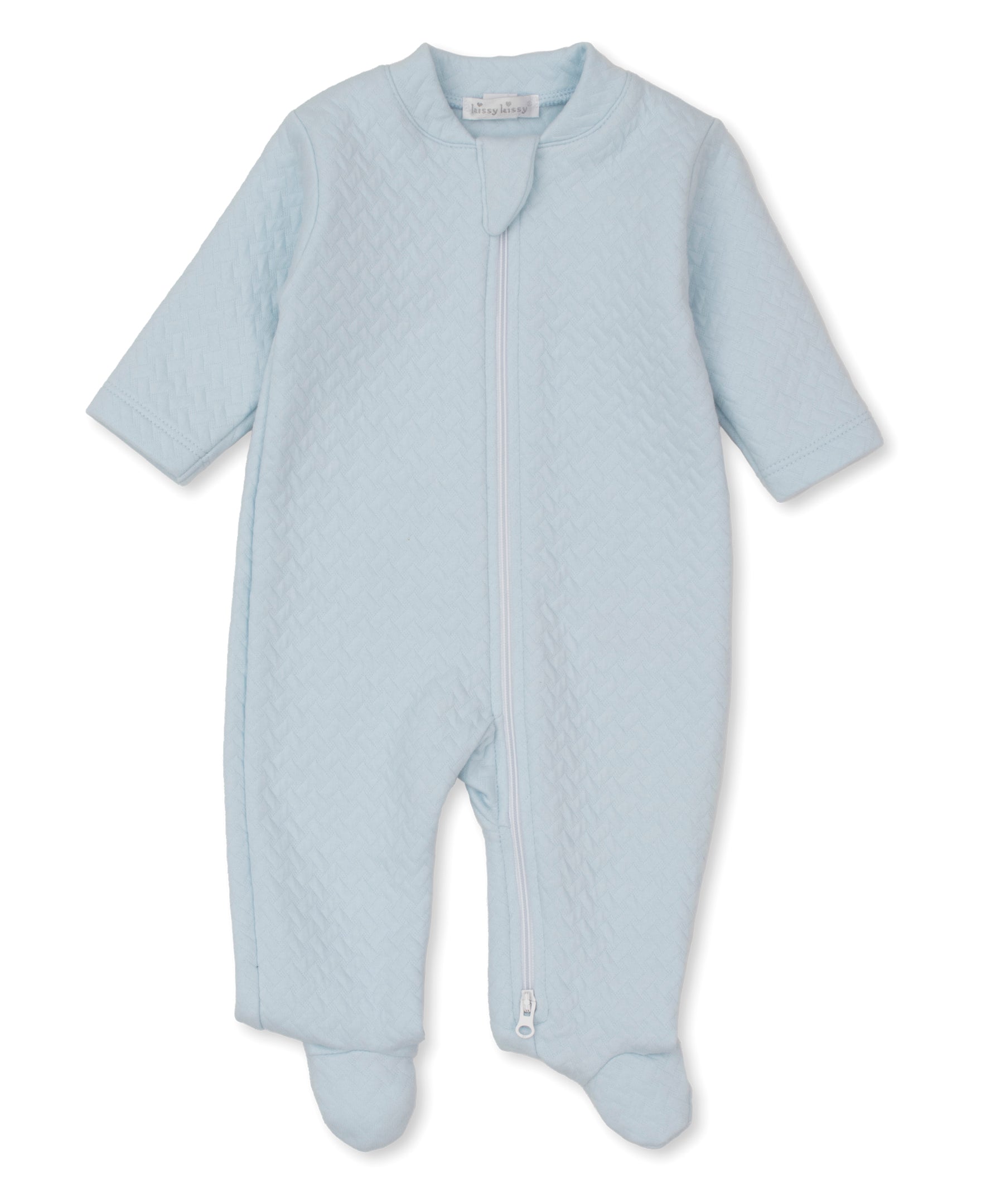 Light Blue Classic Jacquard Footie w/ Zip