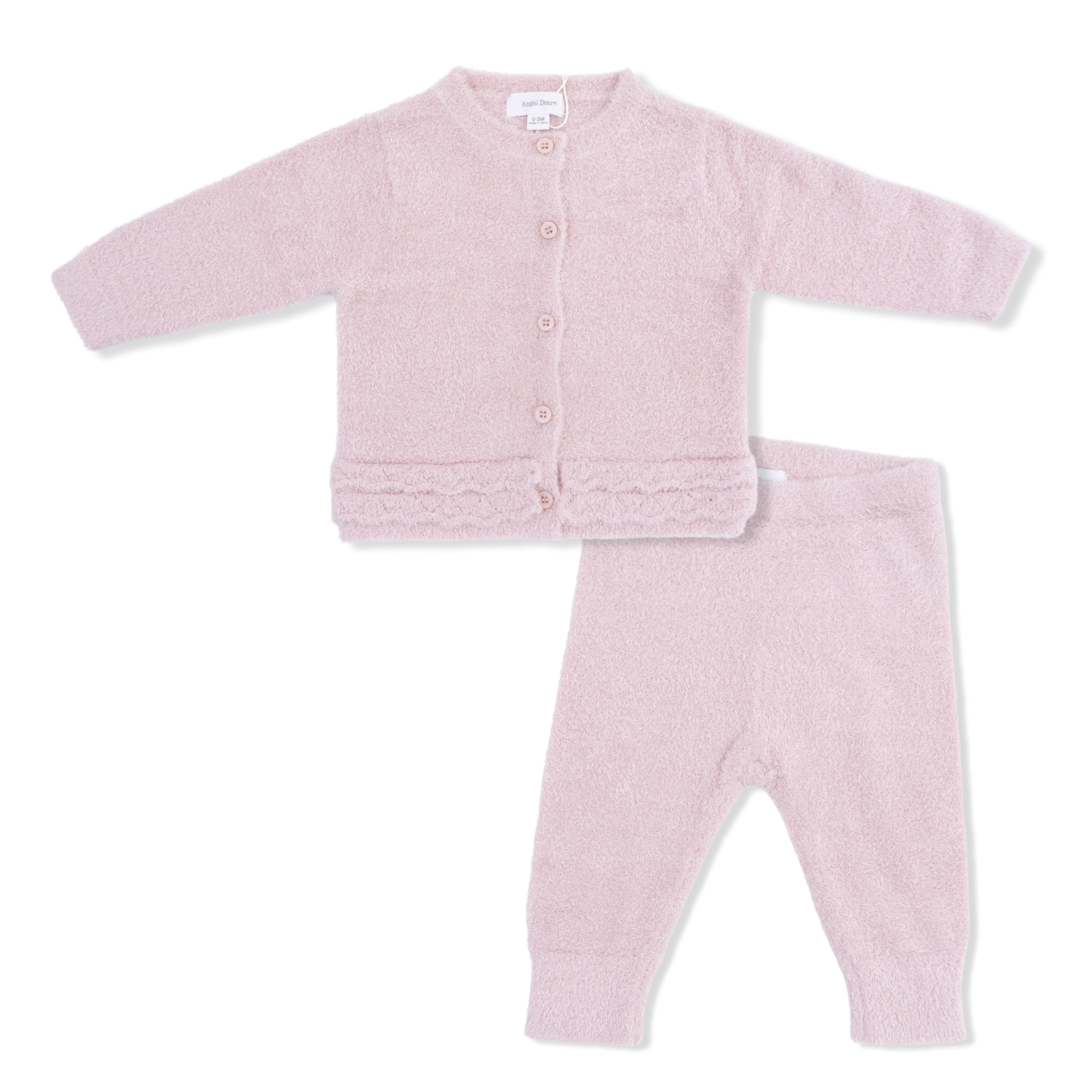 Chenille Blush Button Down Cardigan Set
