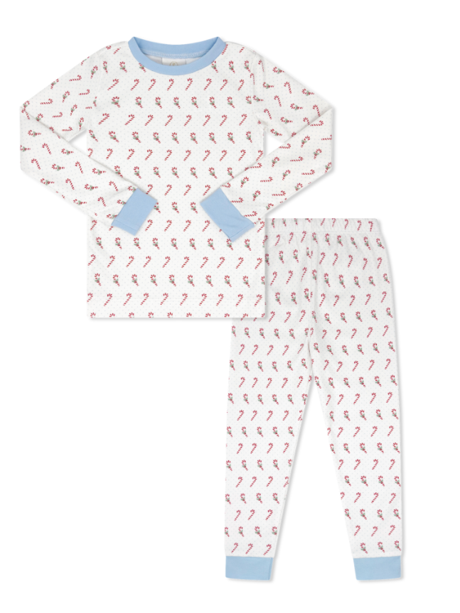Blue Candy Cane Sweet Pea PJ Set