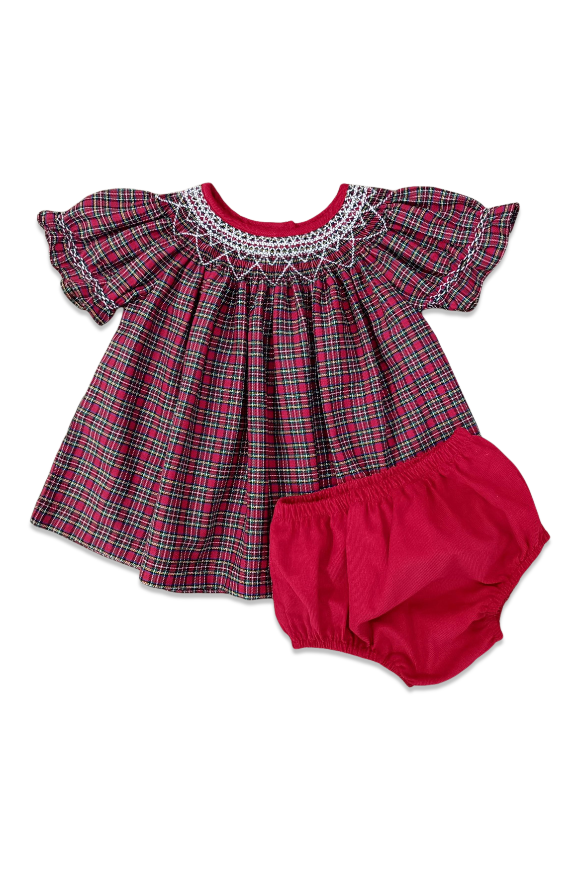 Holiday Plaid Smocked Bishop Heirloom Set