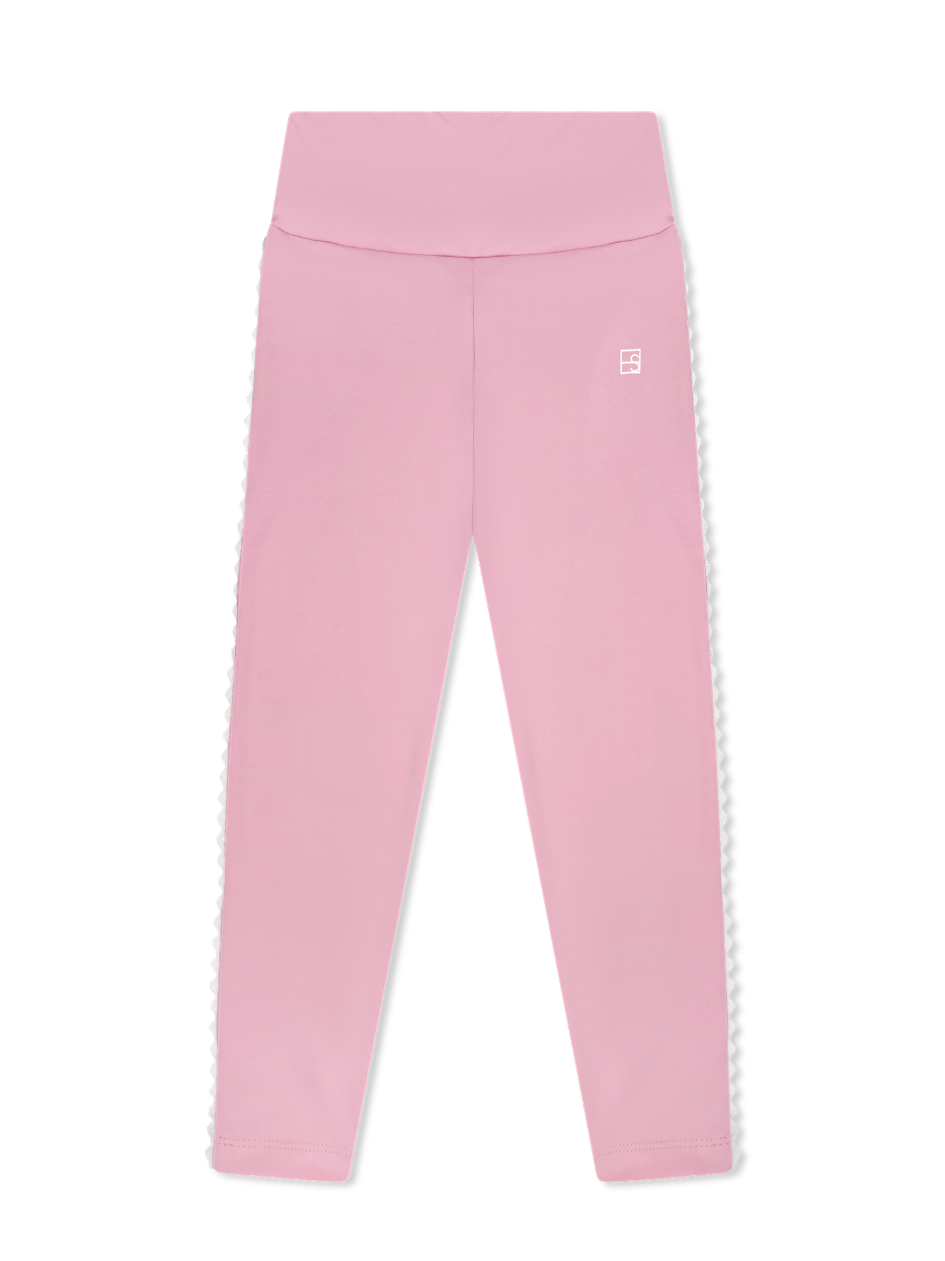 Abigail Highwaist Legging - Cotton Candy Pink w White RicRac (Big Kid)