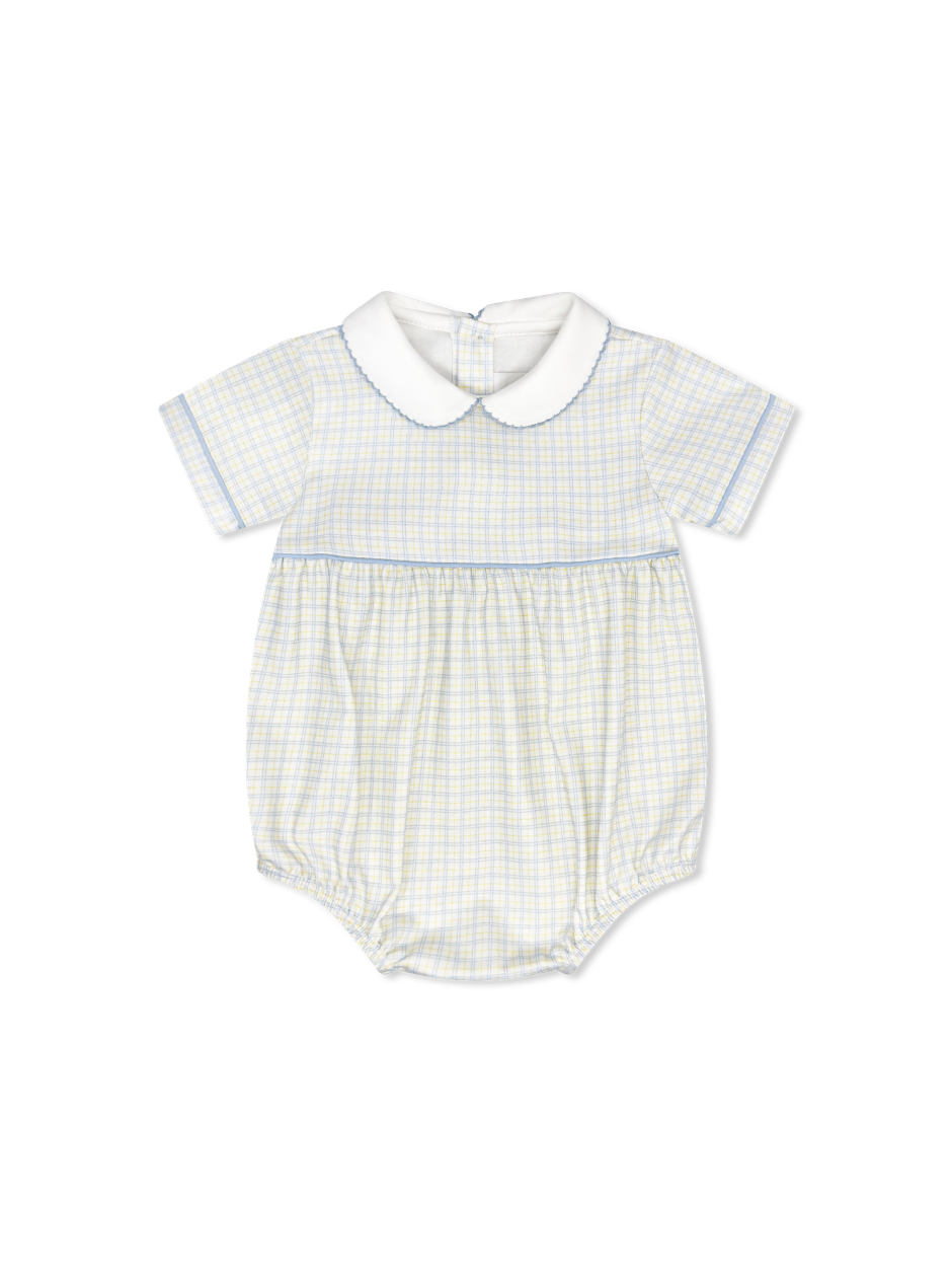 Cornflower Check w/ Blue Piping Bubble