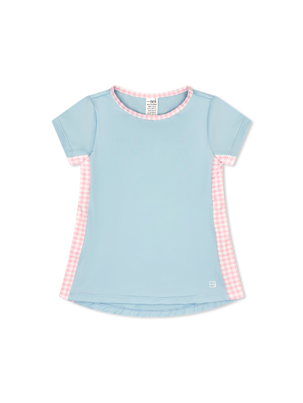 Blair Top - Cotton Candy Blue, Pink Check (Big Kid)