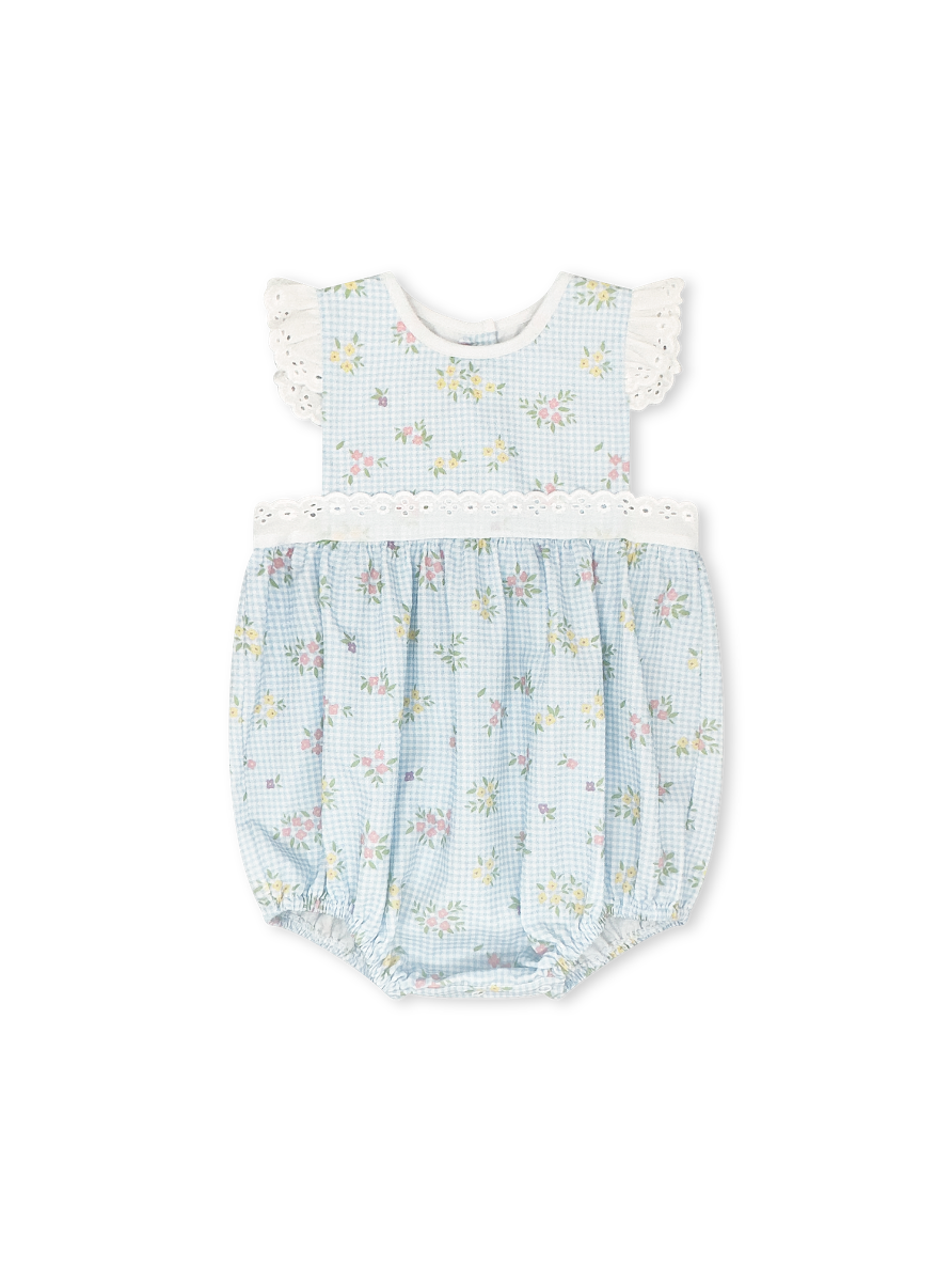 Spring Time Blooms w/ White Eyelet Pinafore Bubble