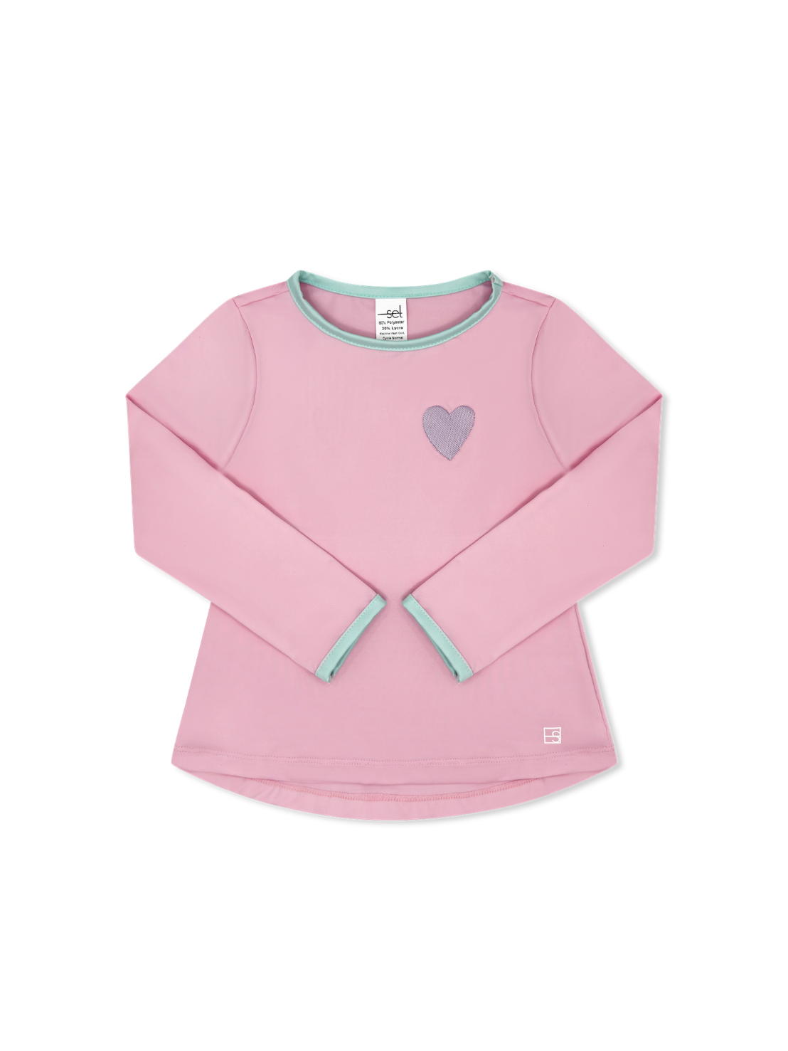 Bridget Top Long Sleeve - Cotton Candy Pink, Cool Mint, Heart (Big Kid)
