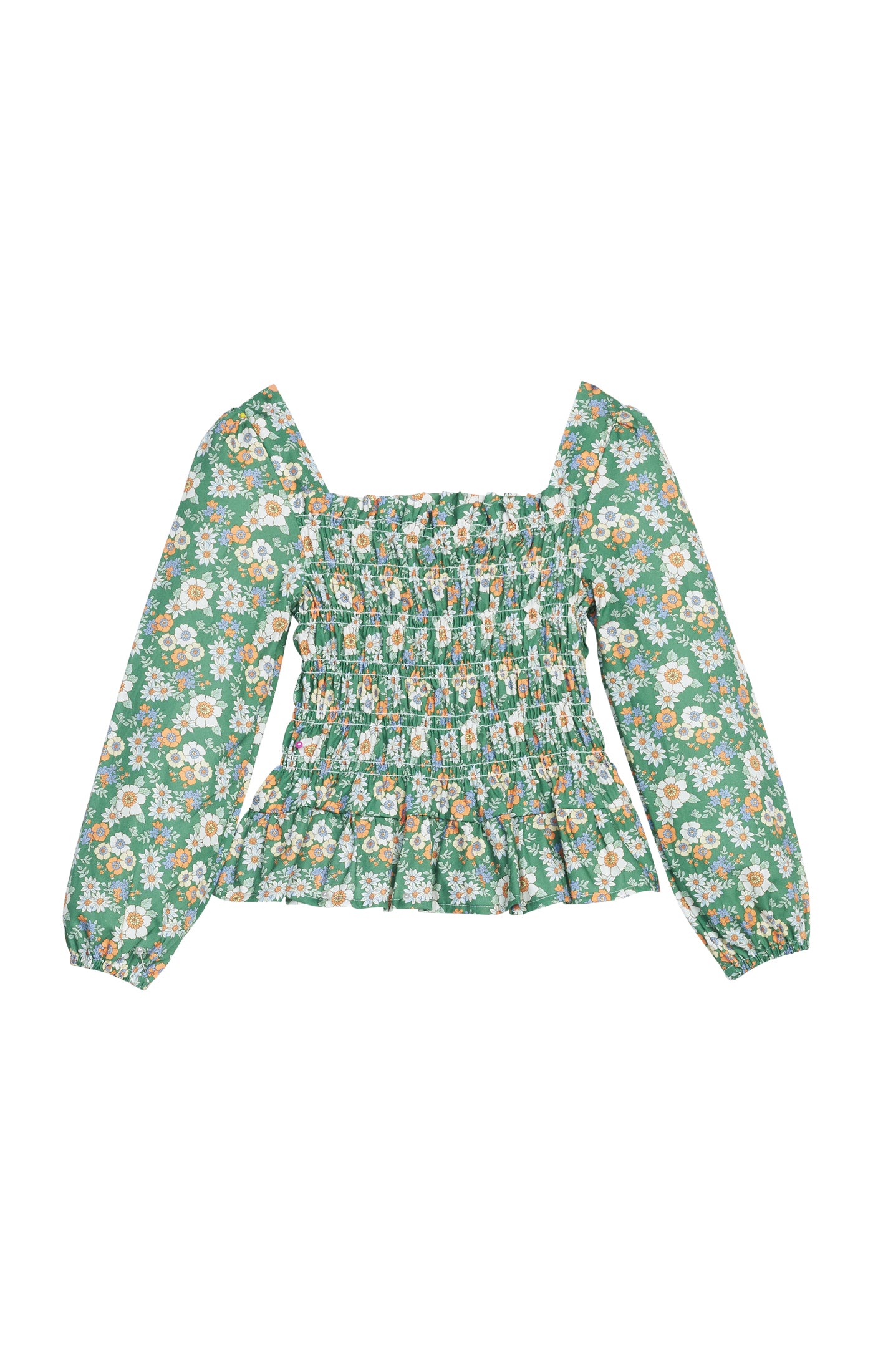 Long Sleeved India Top - Greenwich Garden Green