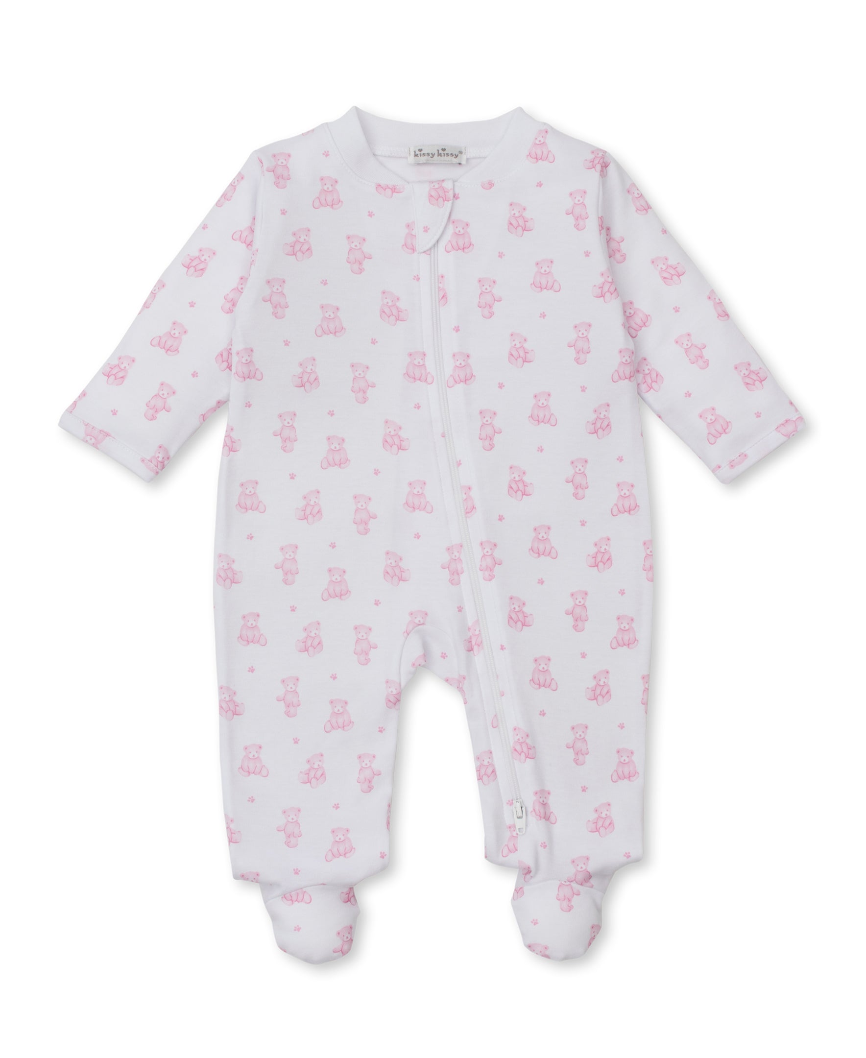 Pink Teddy Bear Time Zip Footie