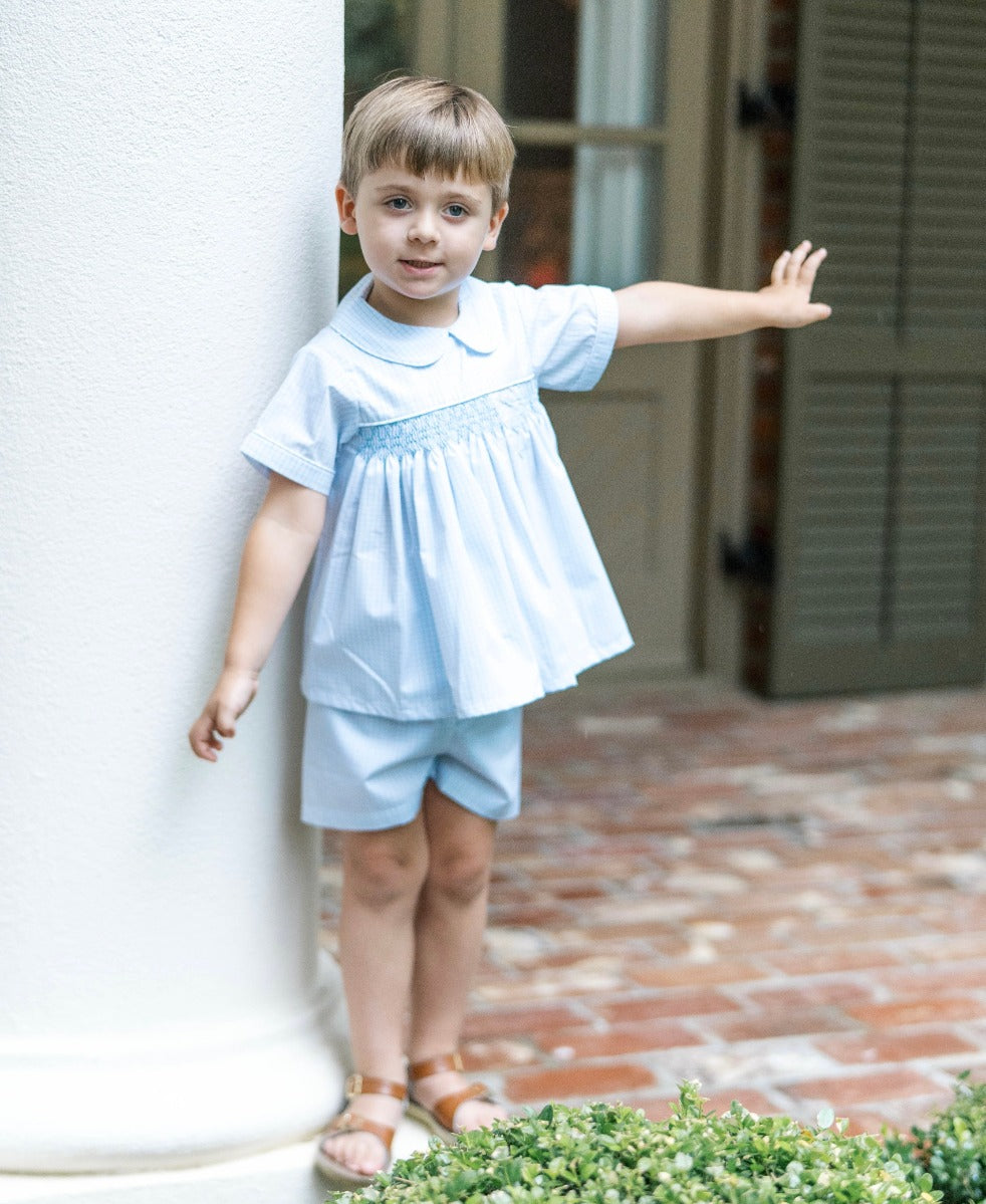 Classic Blue Windowpane Airplane Hayes Short Set