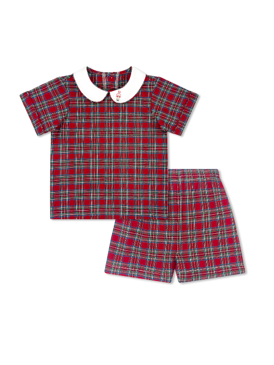 Sibley Short Set - Woodstock Plaid w Nutcracker (Toddler)