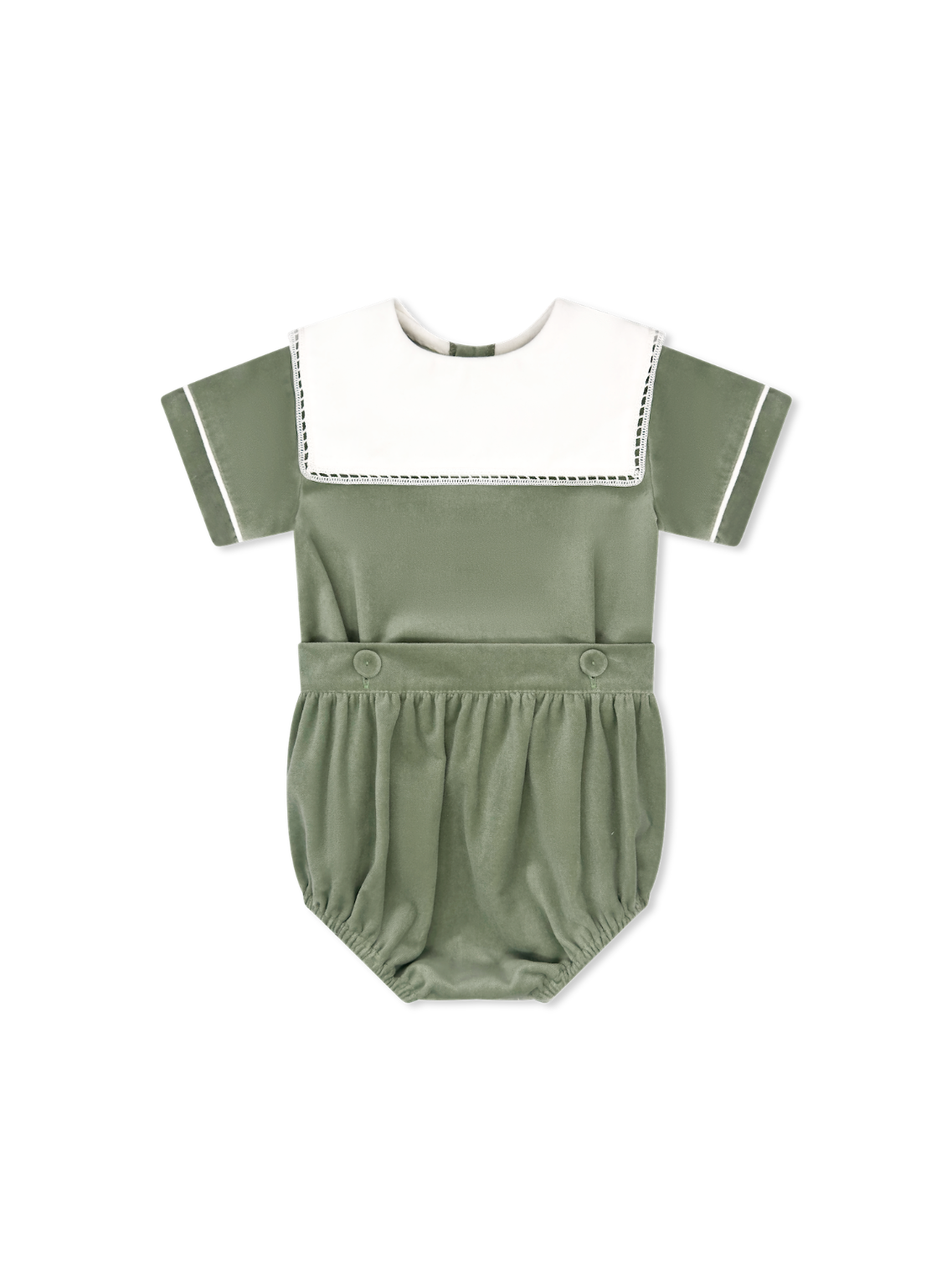 Christian Button On - Leyland Green w Winter White Velvet (Baby)