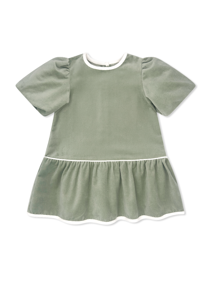 Leyland Green Velvet Delilah Dropwaist Dress (Big Kid)