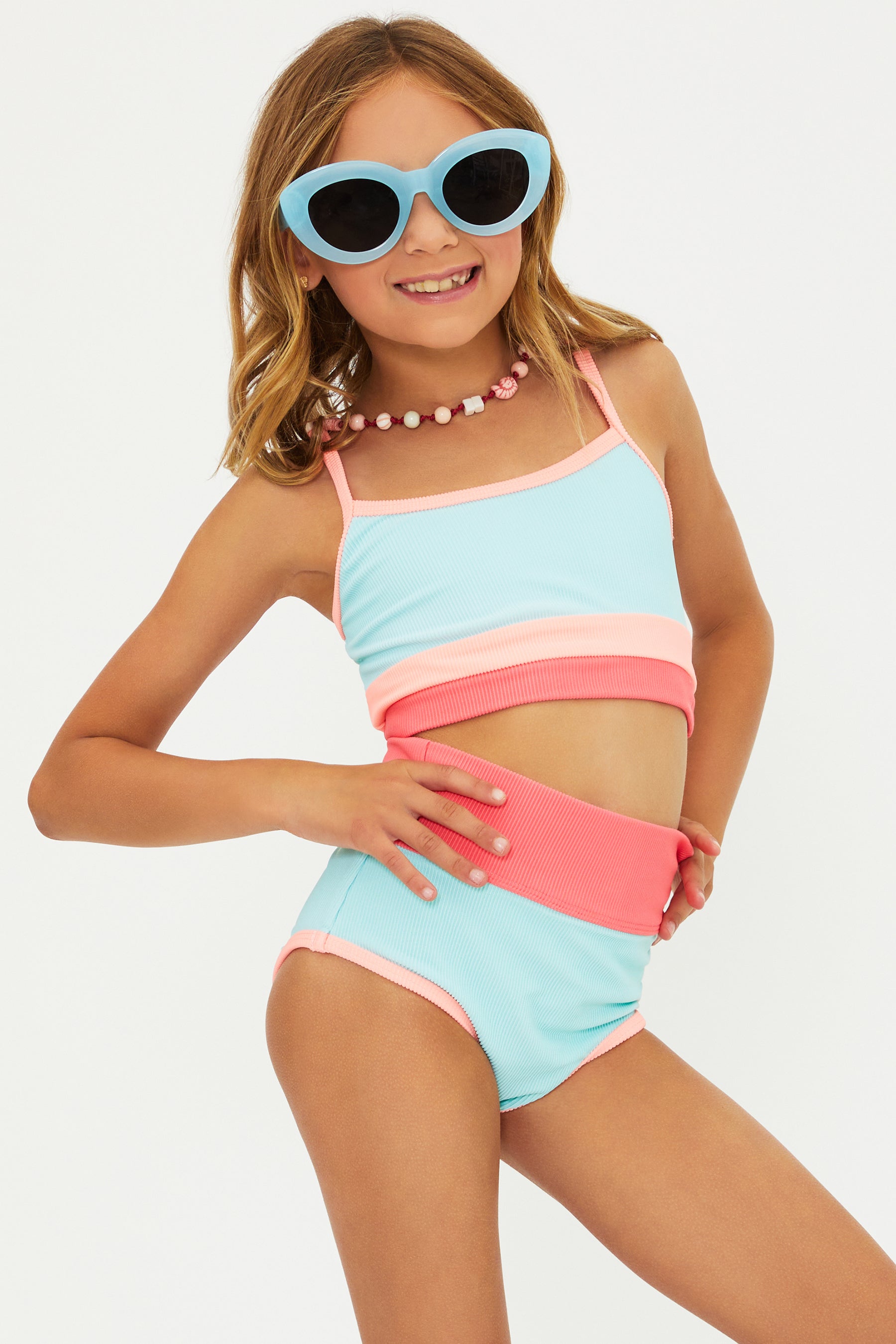 Guava Jelly Colorblock Little Eva & Emmie Set