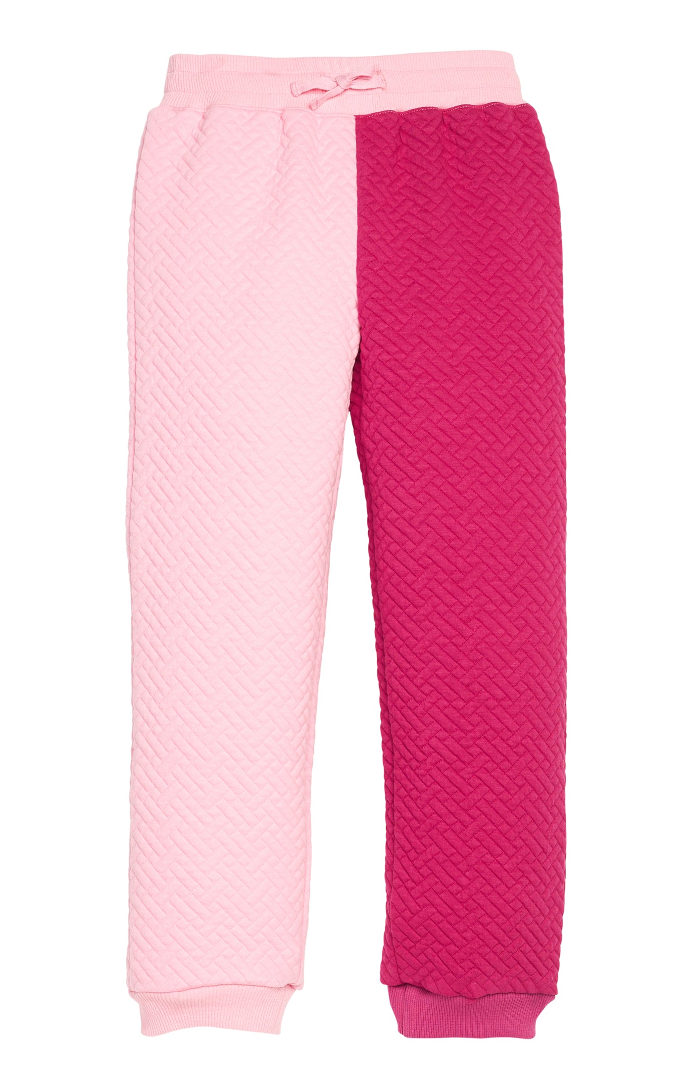 Color Block Jogger-Pink & Cranberry Quilted Trellis (Kid)